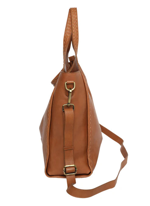 Cosgrove & Co Candice Urban Tote Hand Stitched Detail - Tobacco