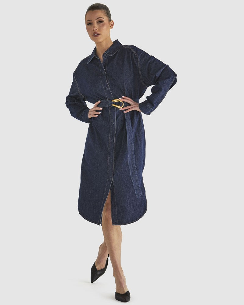 Fate+Becker Soaring Shirt Dress - Indigo Wash