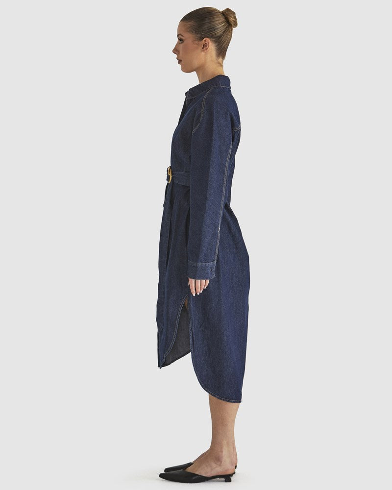 Fate+Becker Soaring Shirt Dress - Indigo Wash