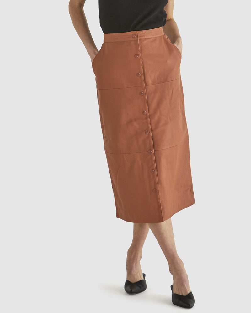 Fate+Becker Airborne Leather Skirt - Tan