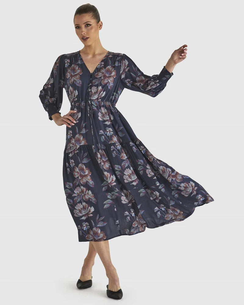 Fate+Becker Just Imagine Dress - Navy Floral