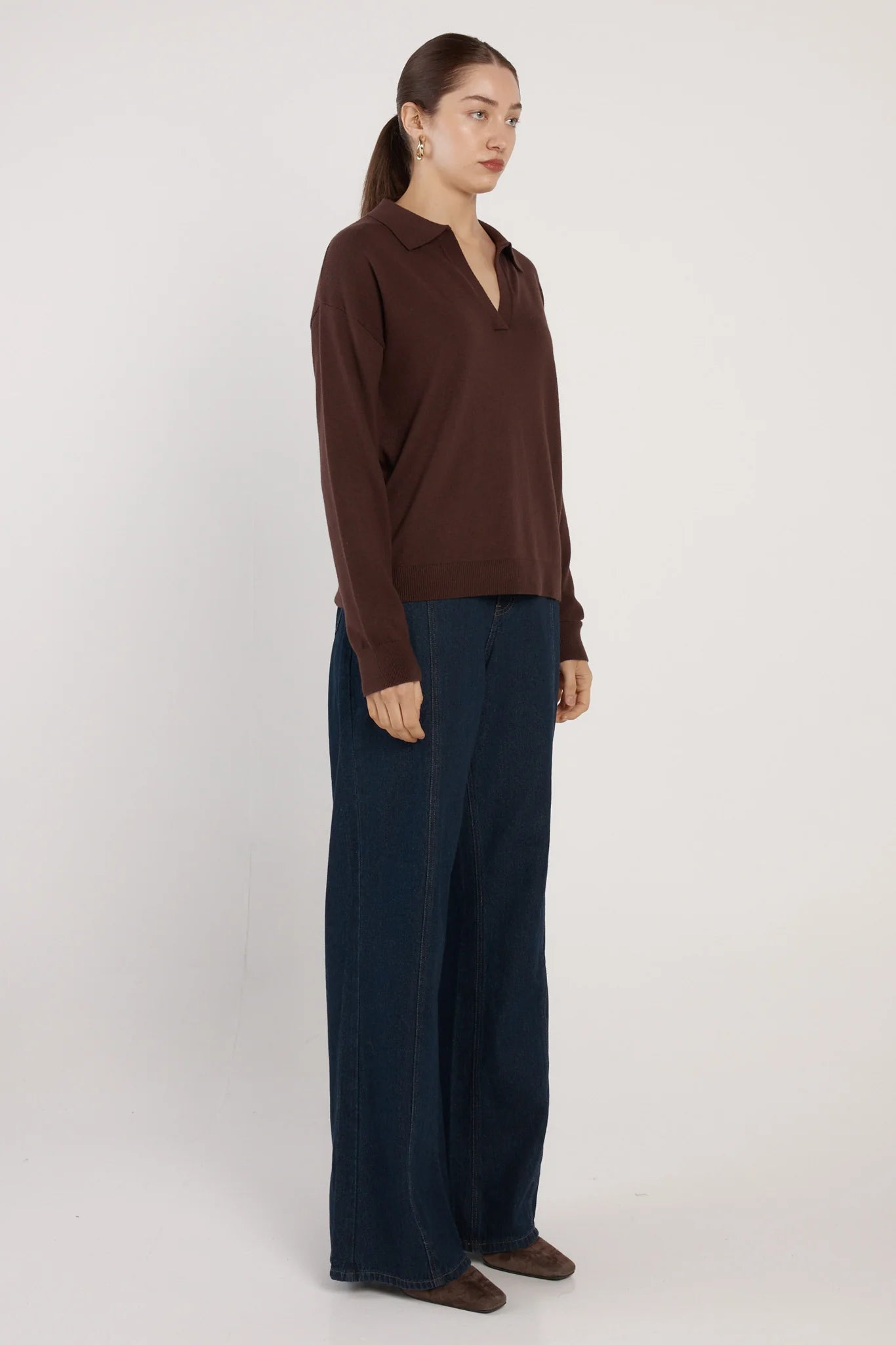 Fate+Becker Solenne Polo Knit - Chocolate