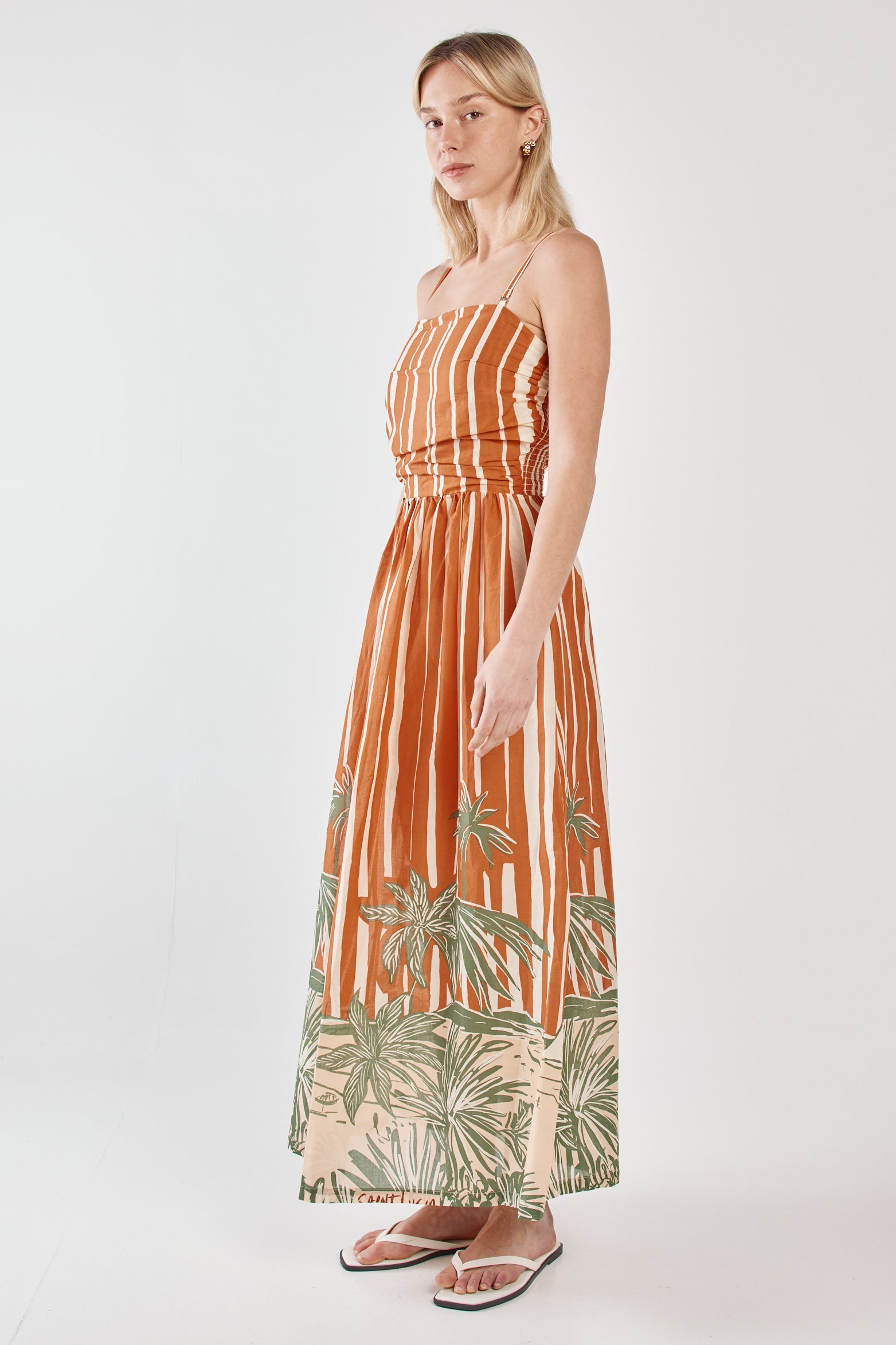 Sass Mina Strapless Dress - Palm Stripe
