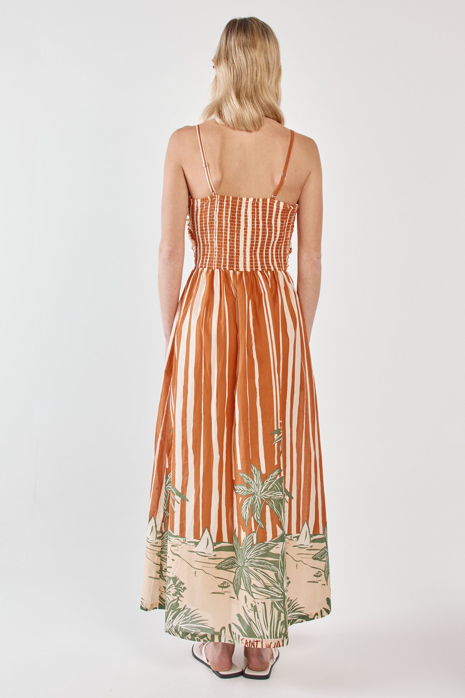 Sass Mina Strapless Dress - Palm Stripe