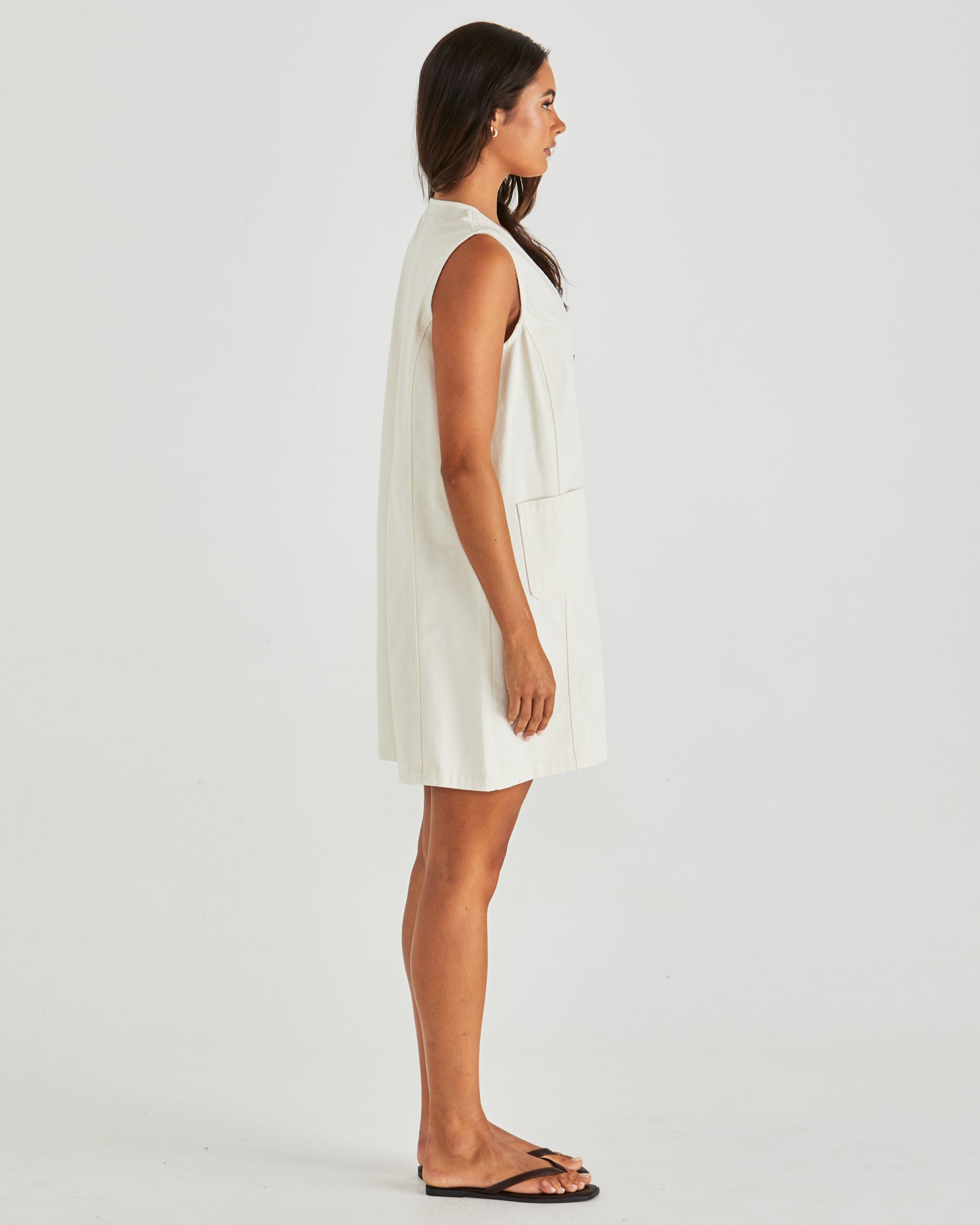 Sass Sabine Denim Vest Dress - Parchment Wash