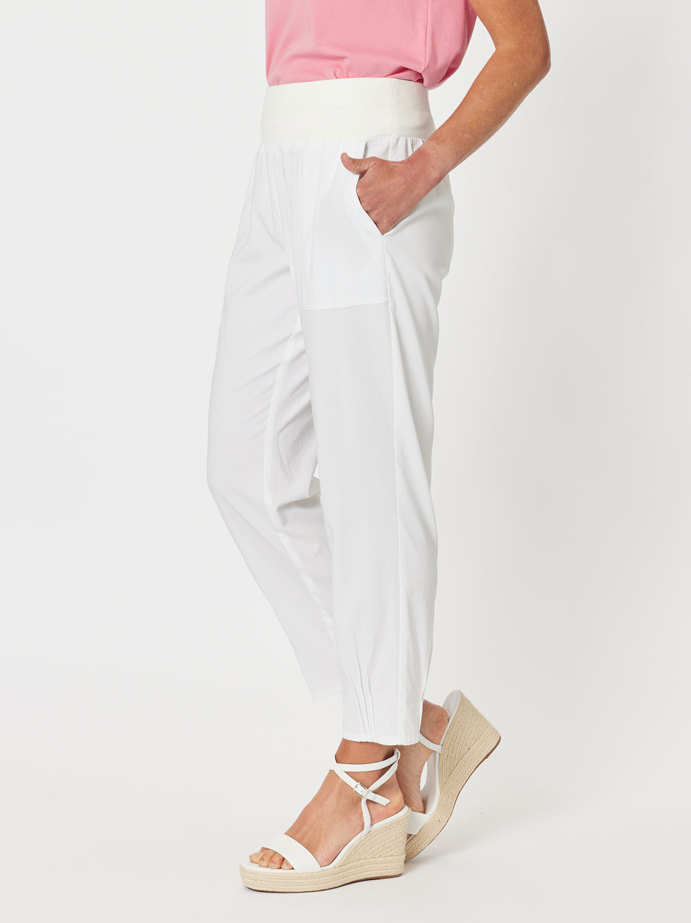 Gordon Smith Sarah Linen Pleat Hem Pant - White