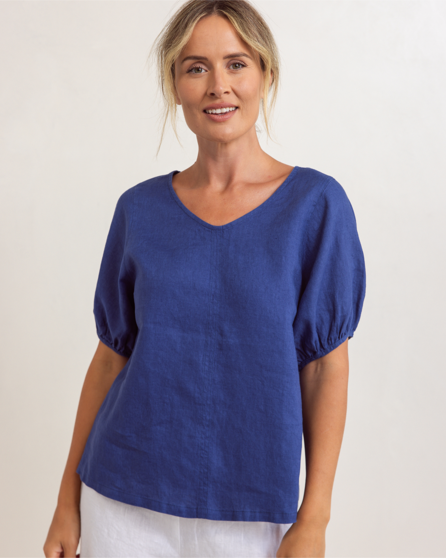 See Saw V Neck Swing Top - Denim