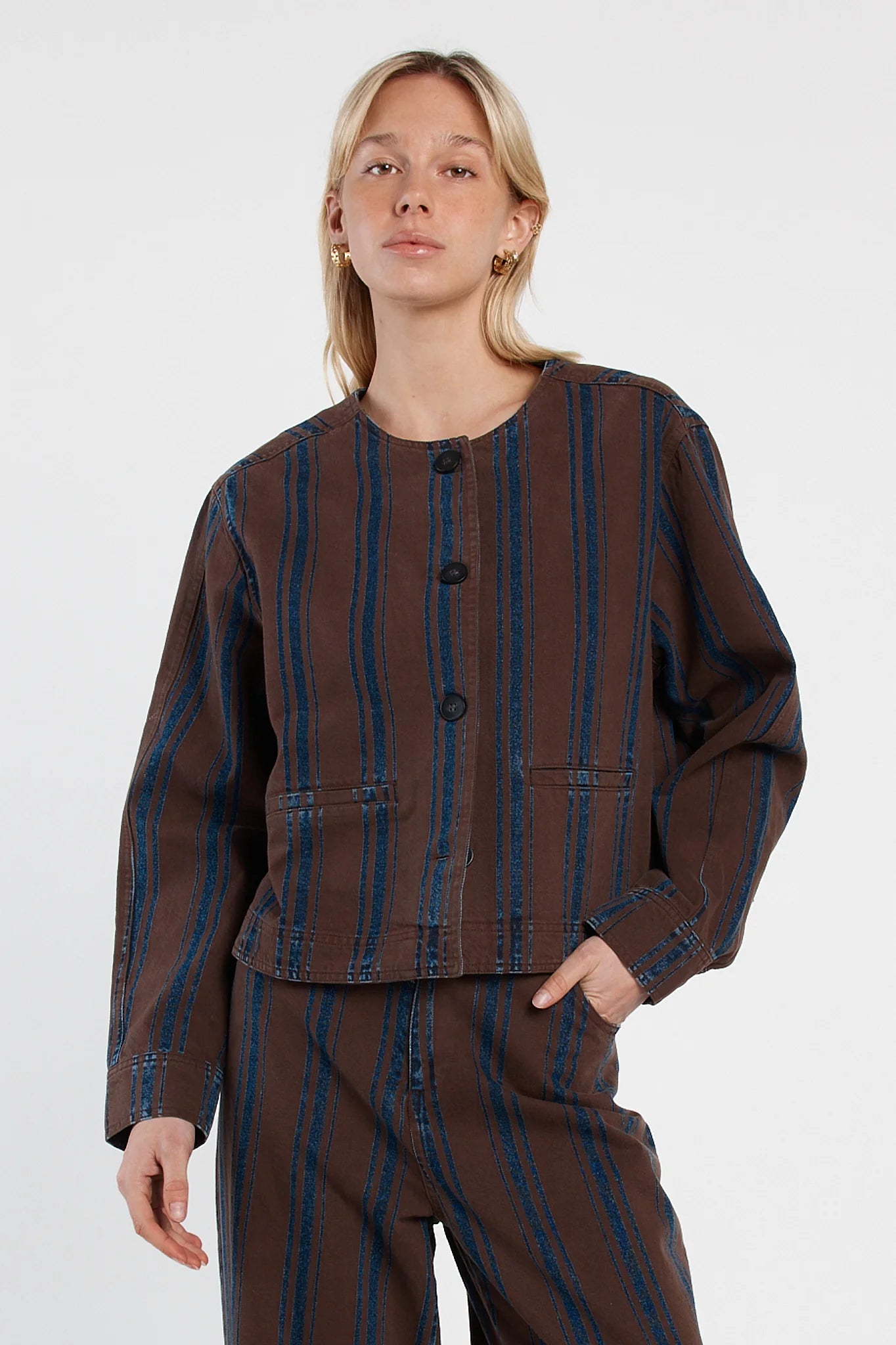 Sass Maja Stripe Jacket - Choc/Rinse