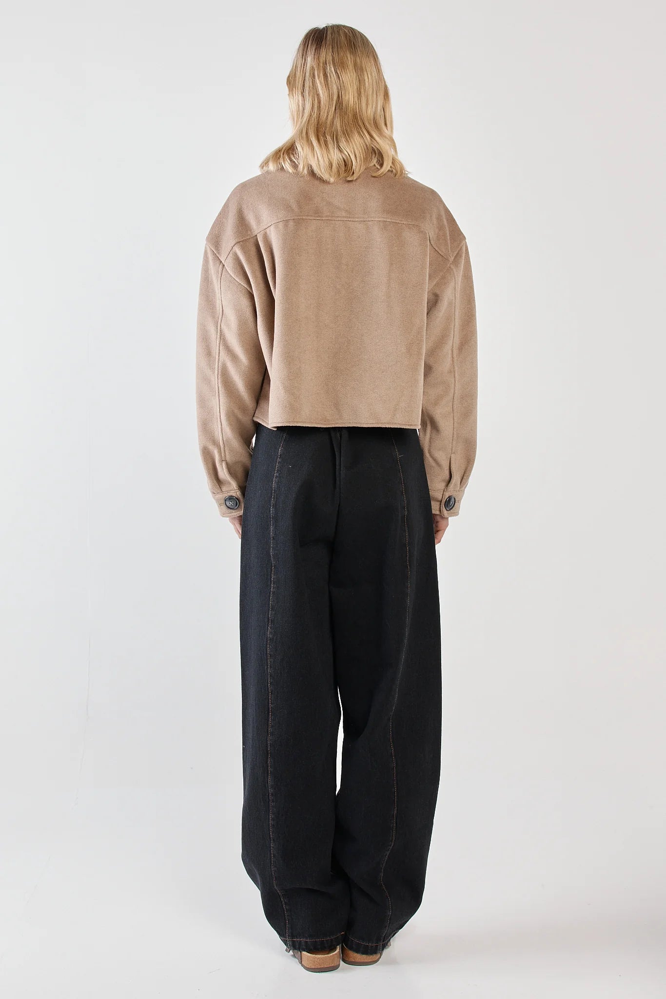 Sass Rochelle Cropped Coat - Mushroom/Grey