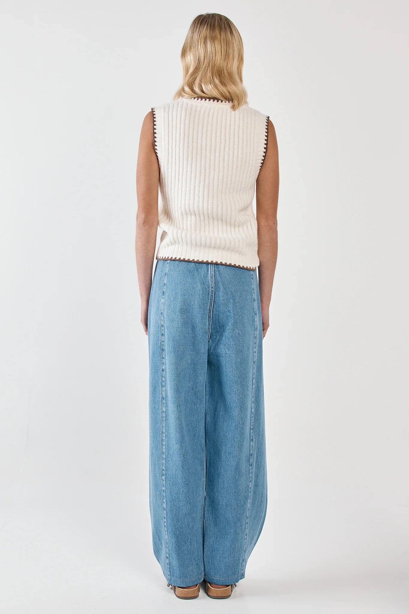 Sass Tonia Knit Vest - Cream/Mushroom
