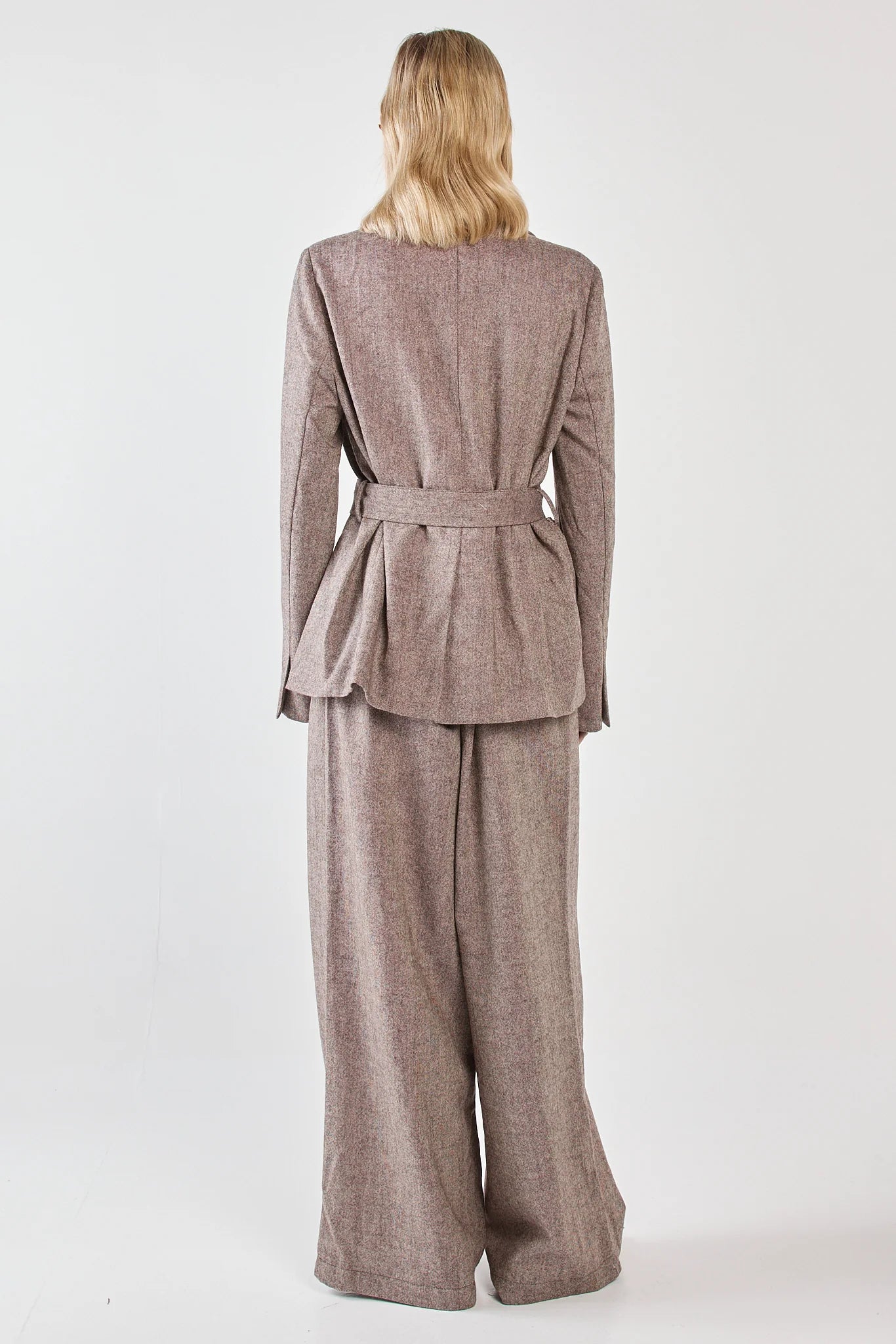 Sass Thalia Belted Blazer - Chocolate Birdseye