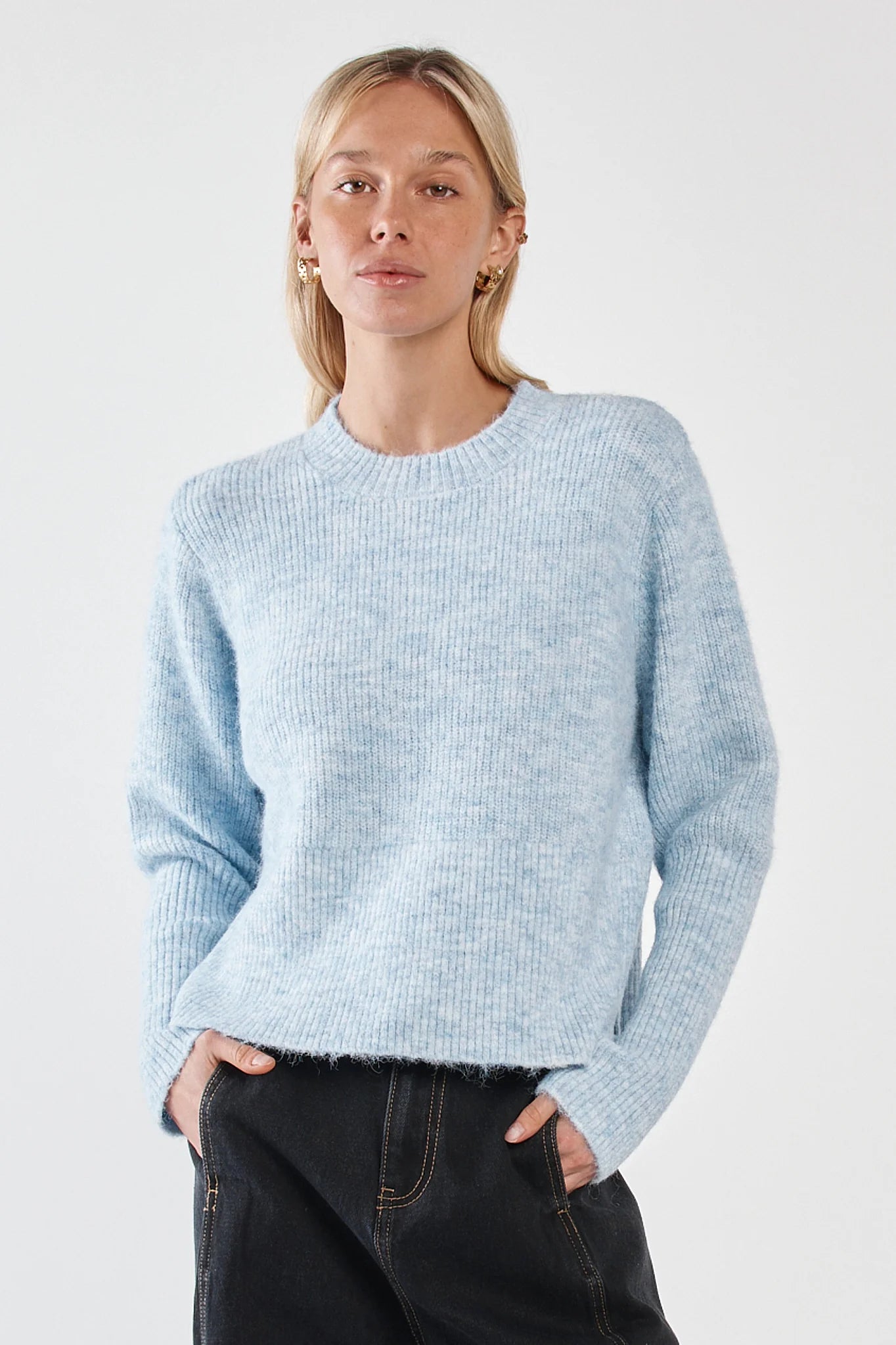 Sass Marli Boxy Rib Knit - Pale Blue