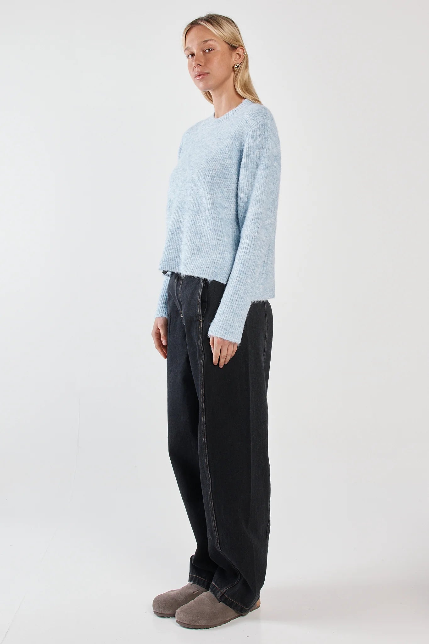 Sass Marli Boxy Rib Knit - Pale Blue