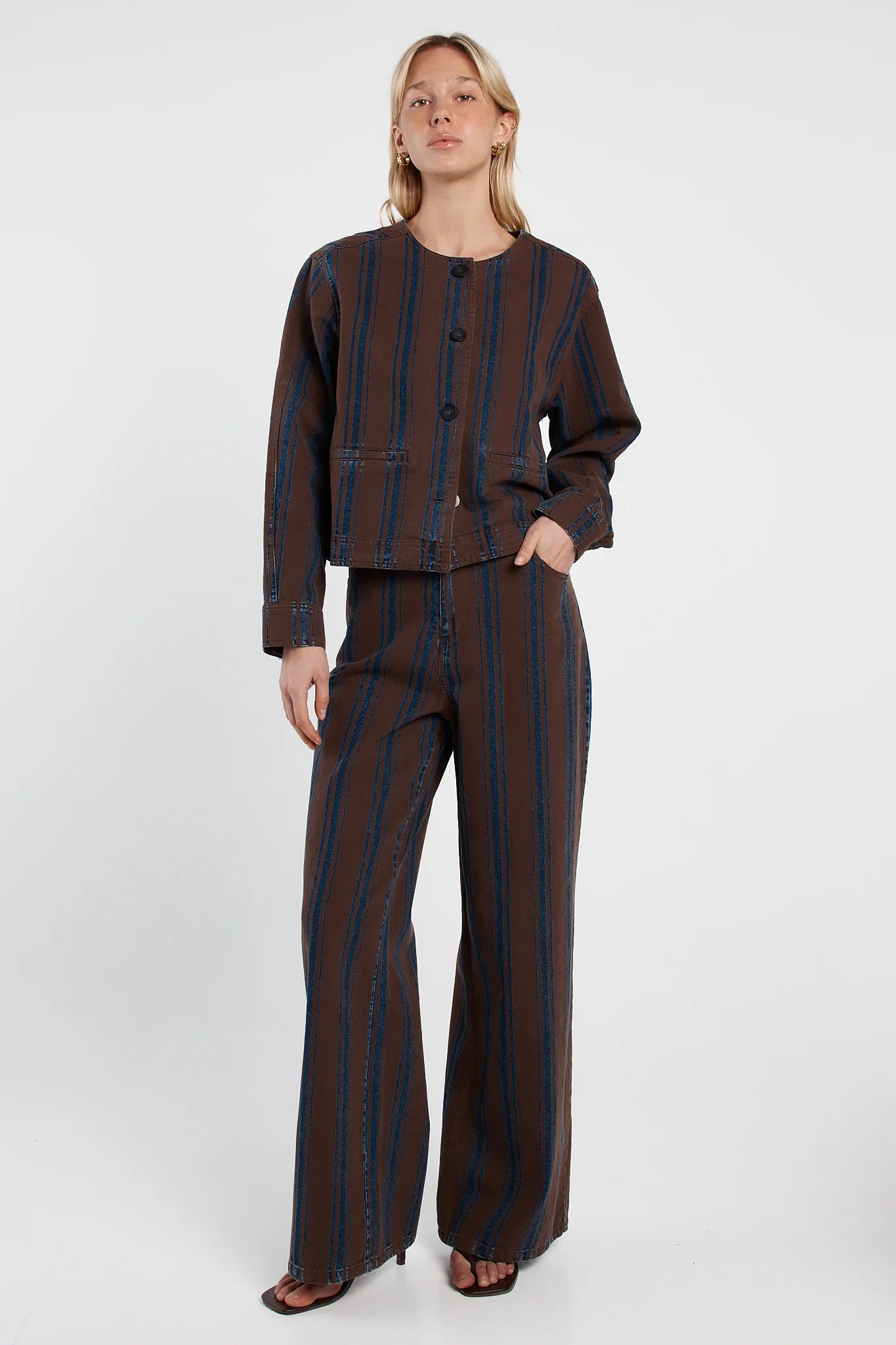 Sass Maja Stripe Jean - Choco/Rinse