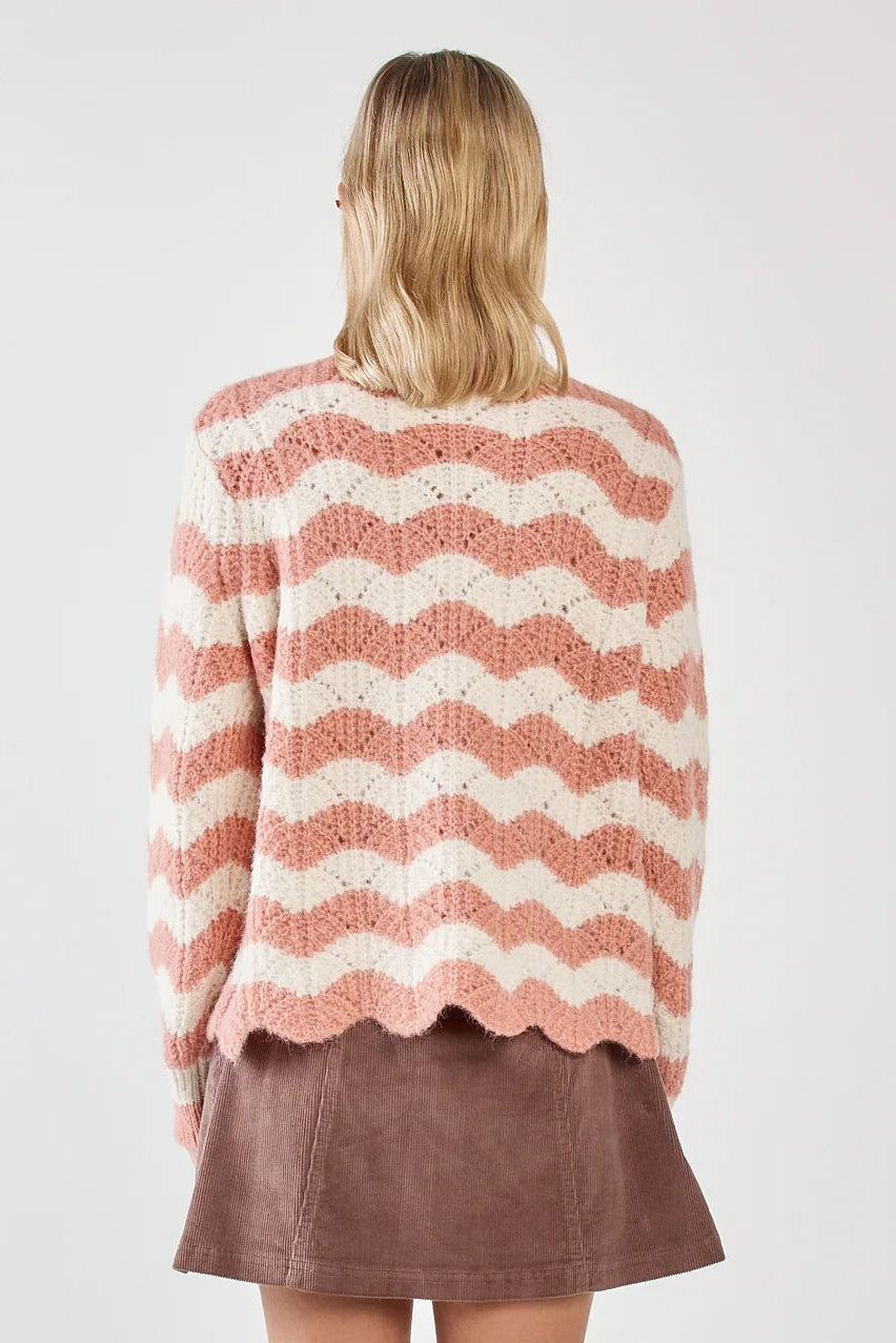 Sass Nikkita Wavy Stripe Knit - Cream/Pink