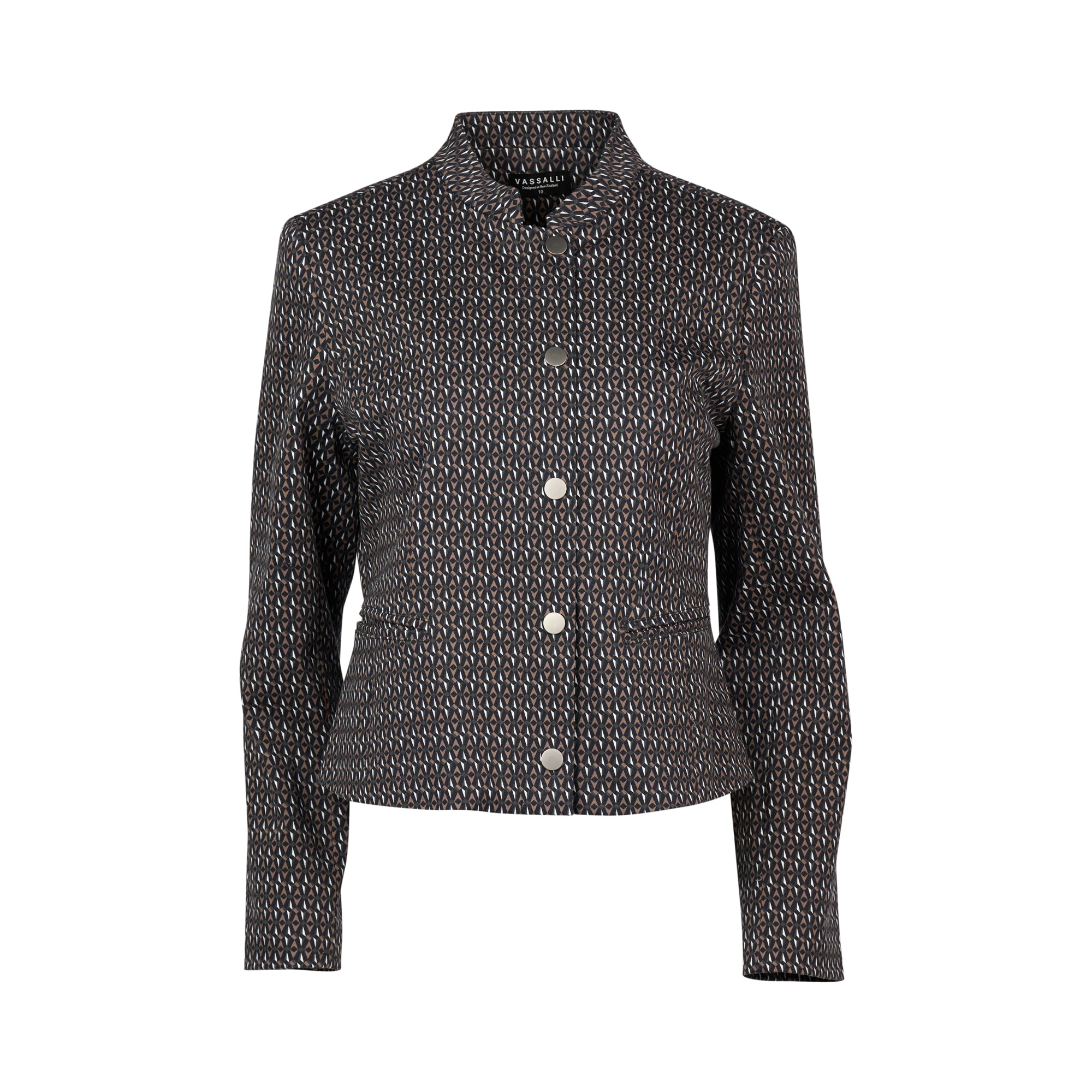 Vassalli Textured Print Collarless Jacket - Solar