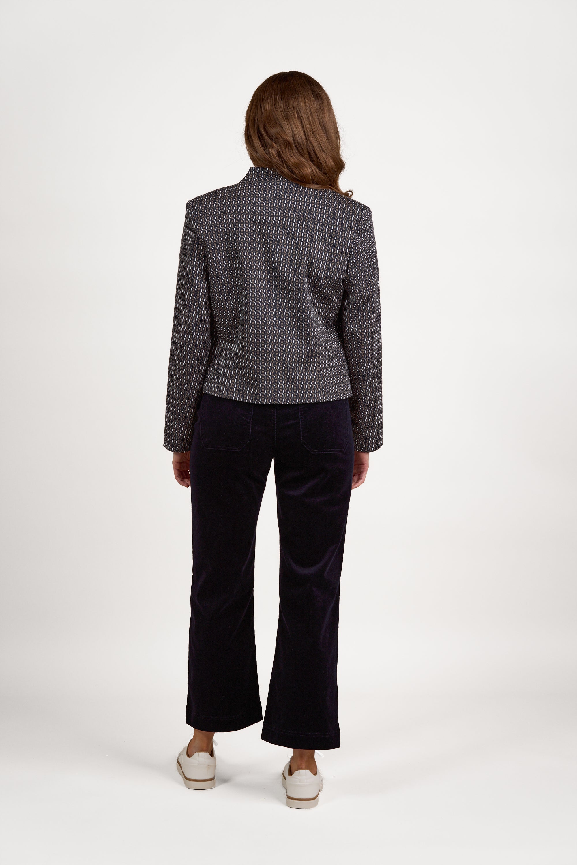 Vassalli Textured Print Collarless Jacket - Solar