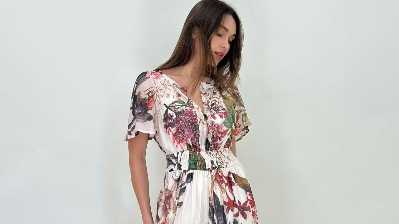 Lorraine Tropical Bloom Tiered Maxi Dress