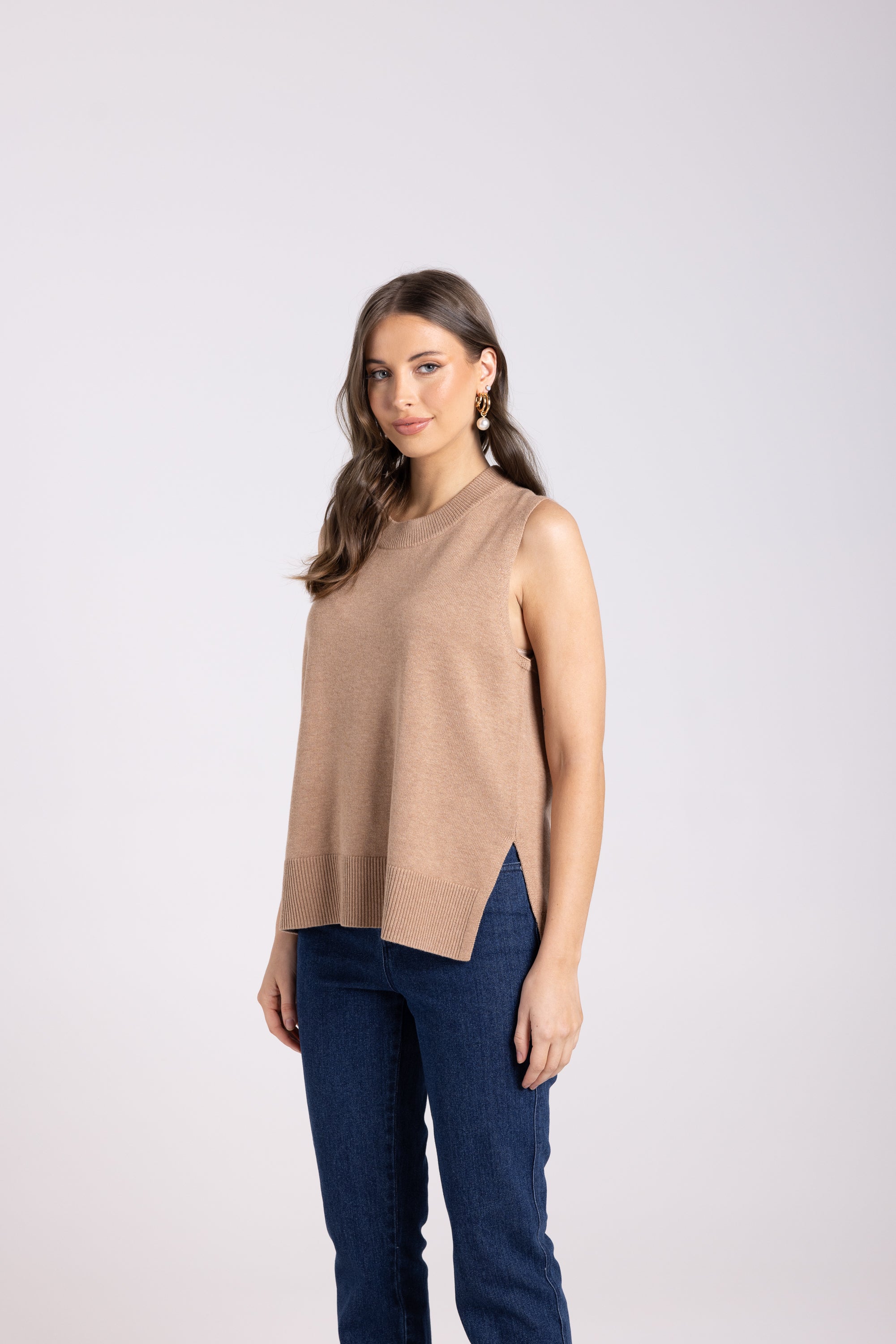 Two T's Knit Vest - Camel