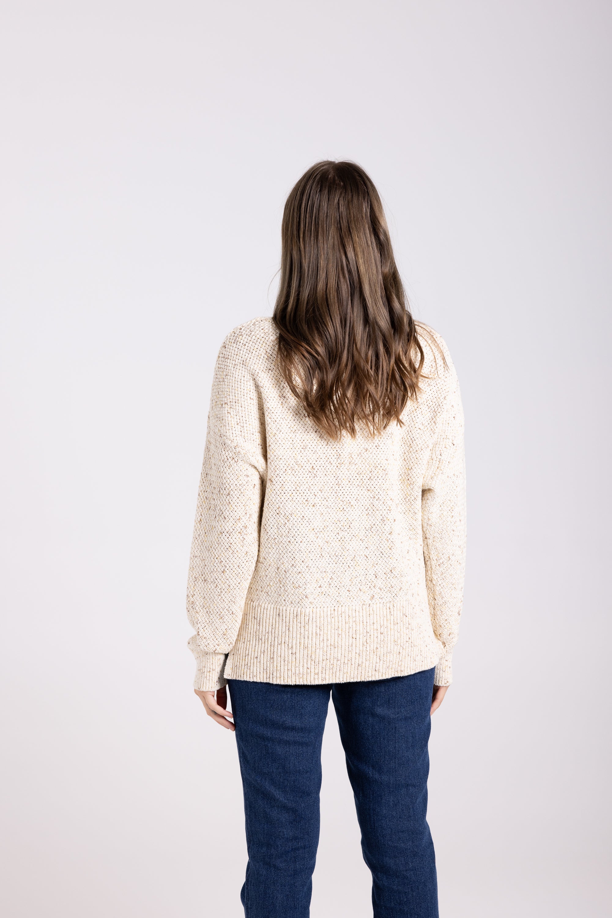 Two-T's Basket knit sweater - Latte/White Mix