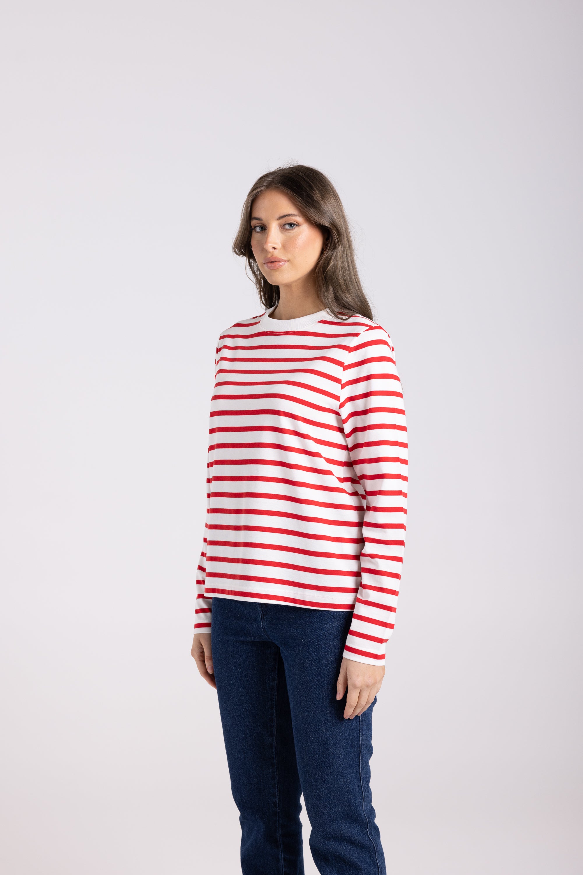 Two T's Stripe Top - Scarlet/White