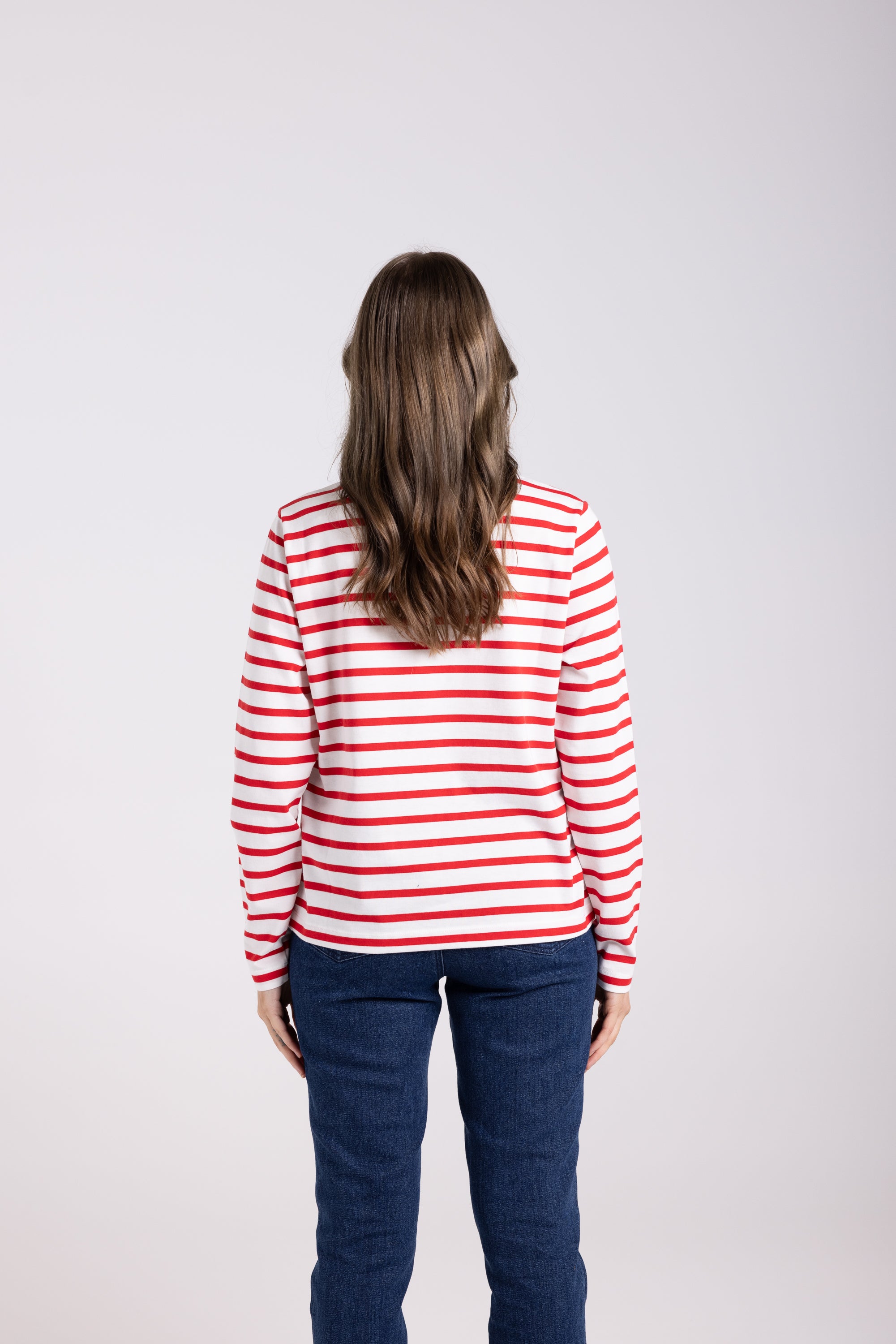 Two T's Stripe Top - Scarlet/White