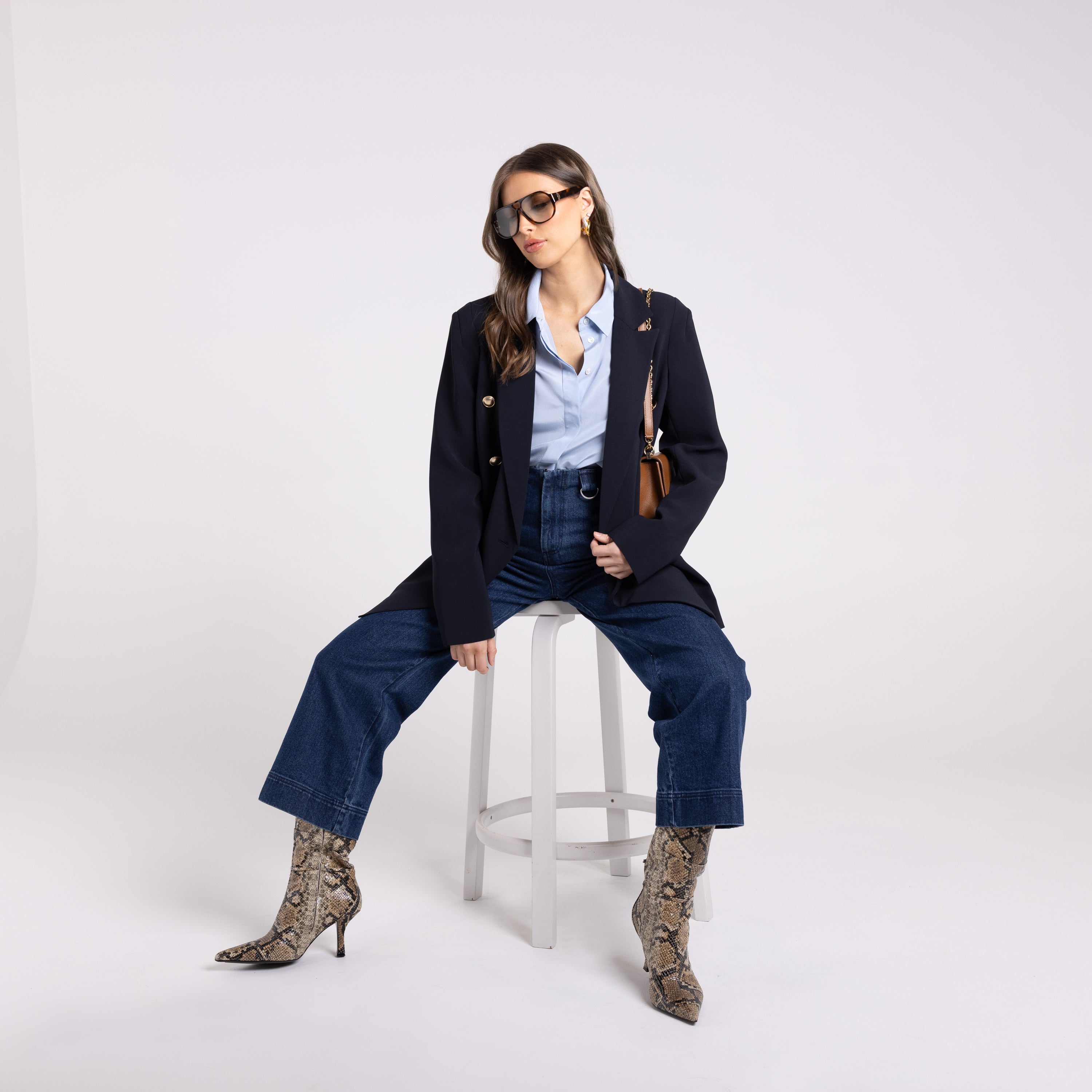 Two T's 7/8 Denim Wide Leg Pant - Dark Denim