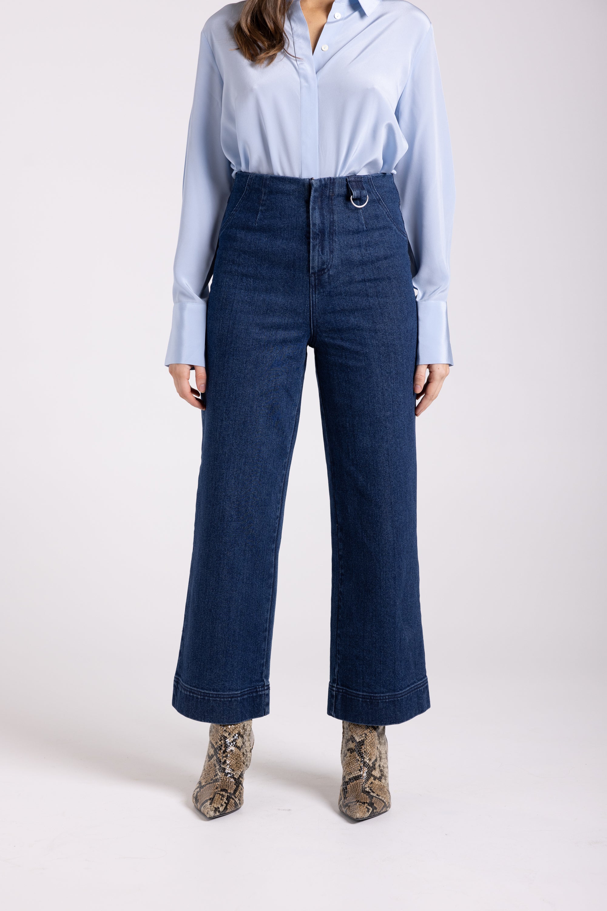 Two T's 7/8 Denim Wide Leg Pant - Dark Denim