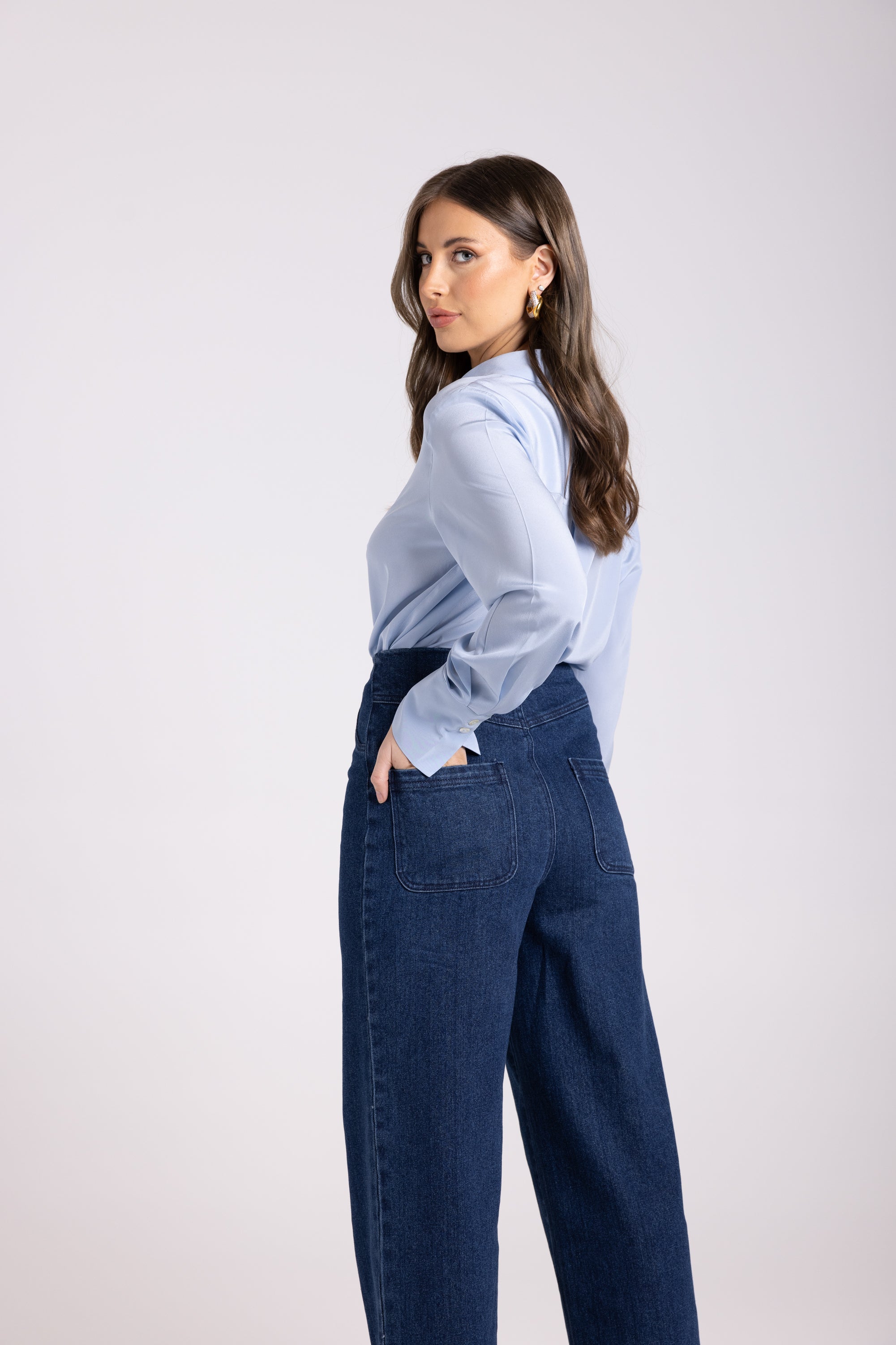 Two T's 7/8 Denim Wide Leg Pant - Dark Denim