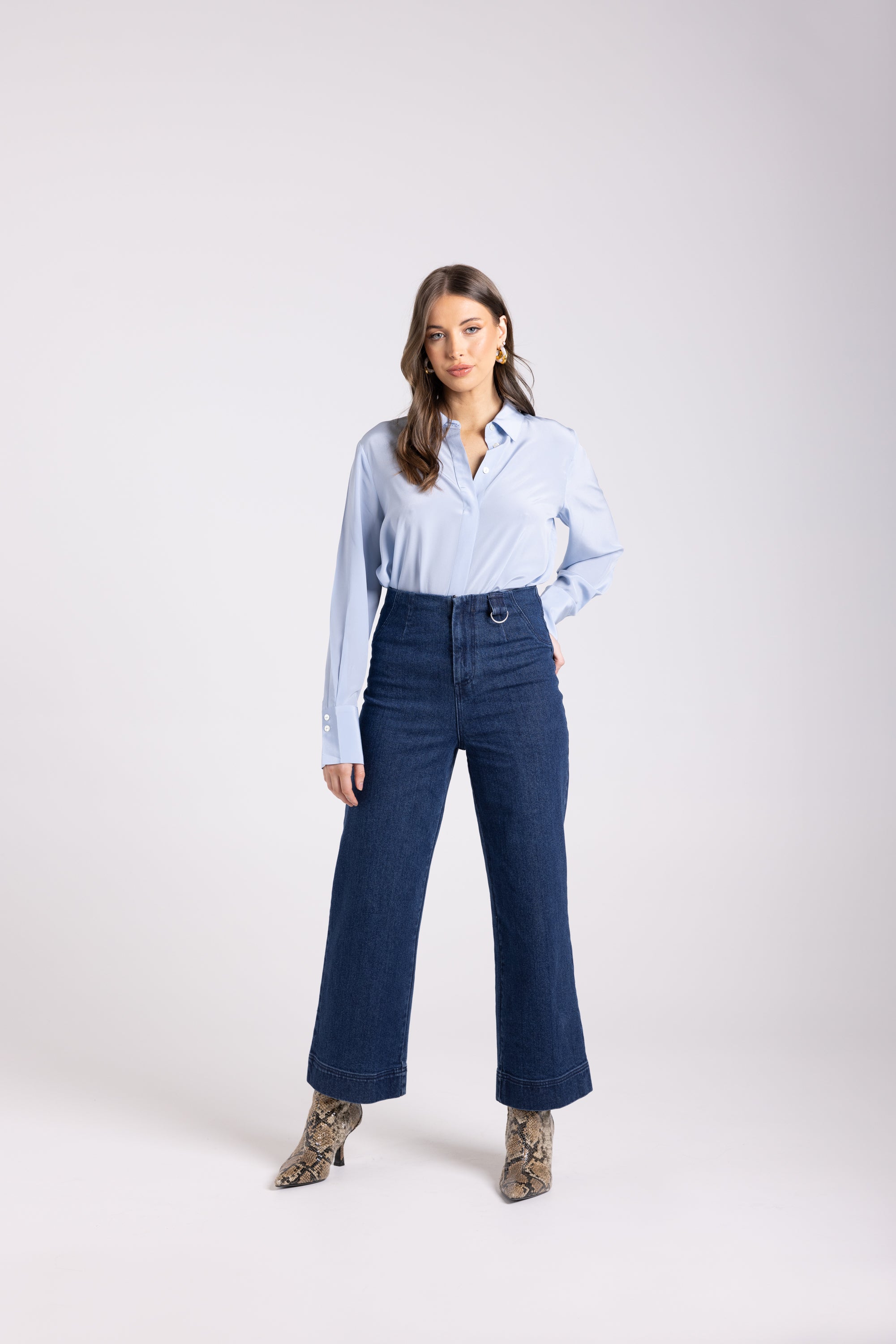 Two T's 7/8 Denim Wide Leg Pant - Dark Denim