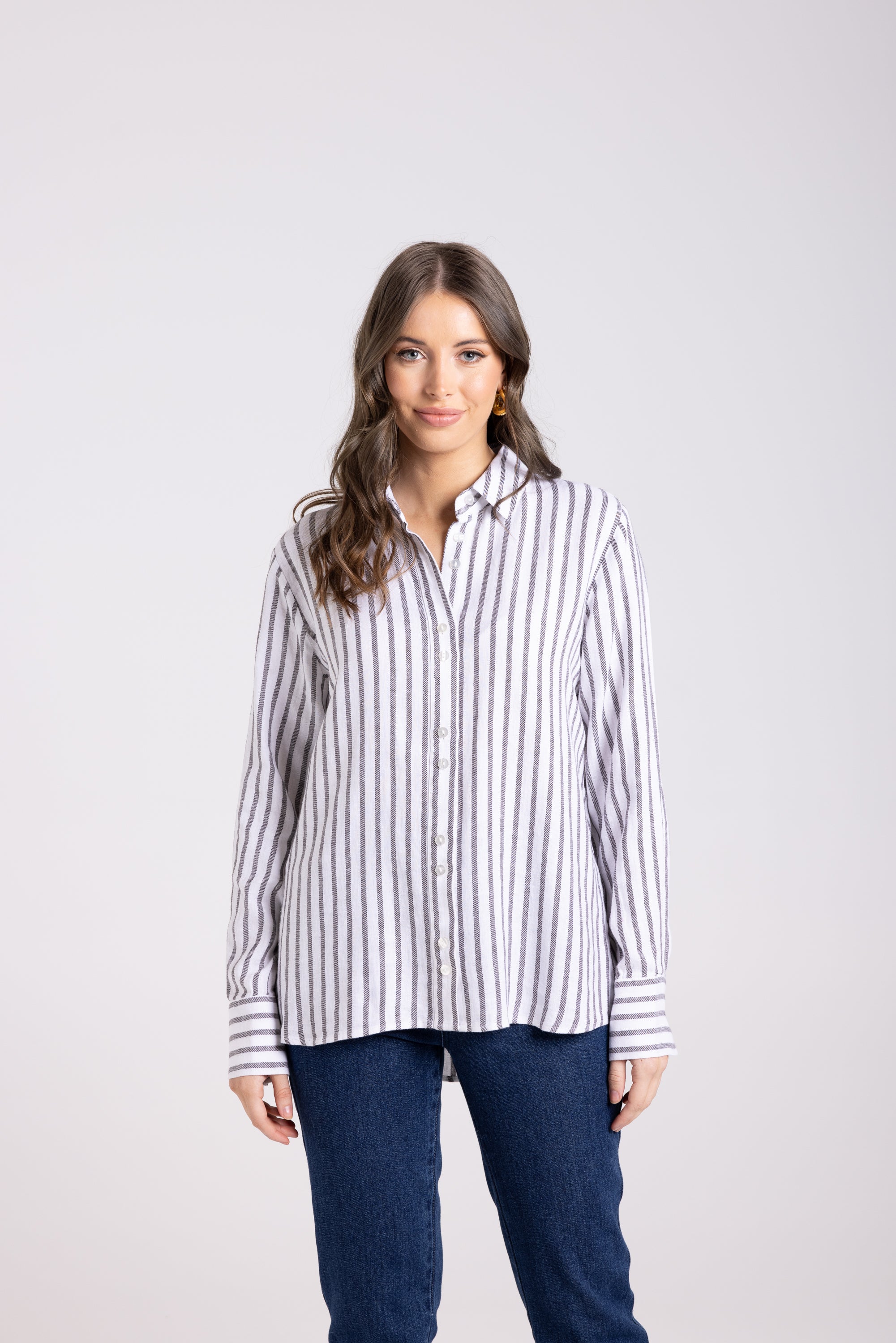 Two T's Stripe Shirt - Espresso/White