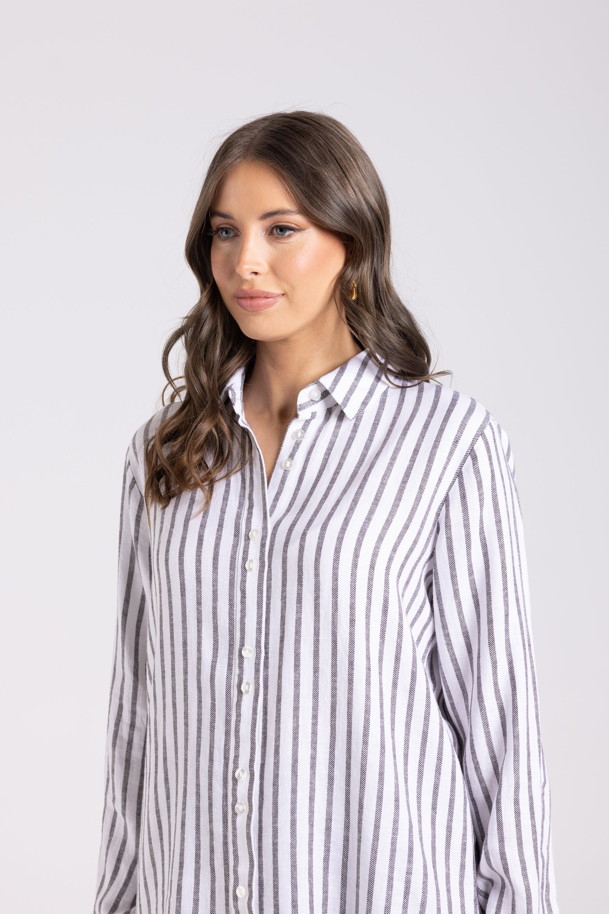 Two T's Stripe Shirt - Espresso/White