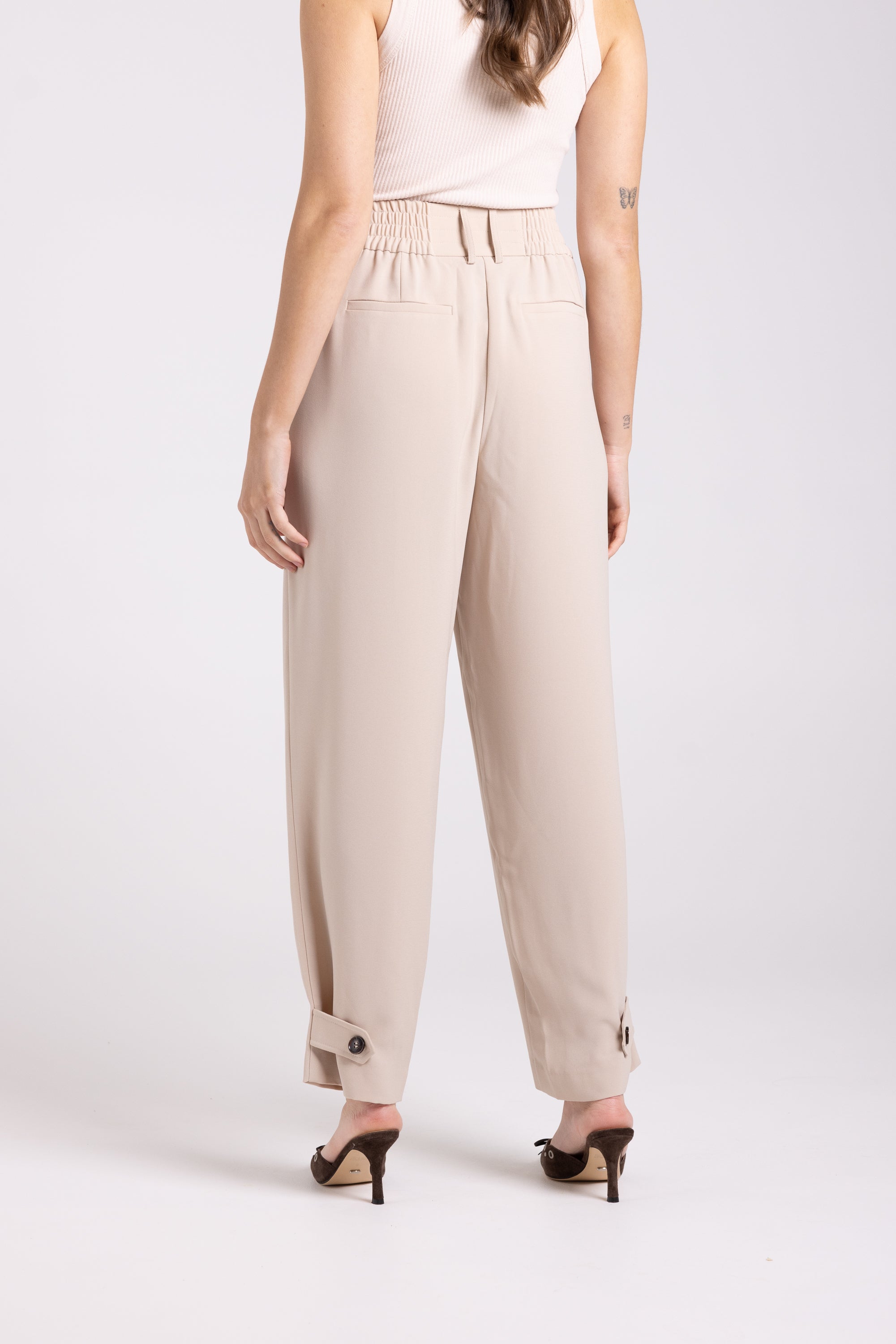 Two T's 7/8 Pant with Leg Tab - Almond