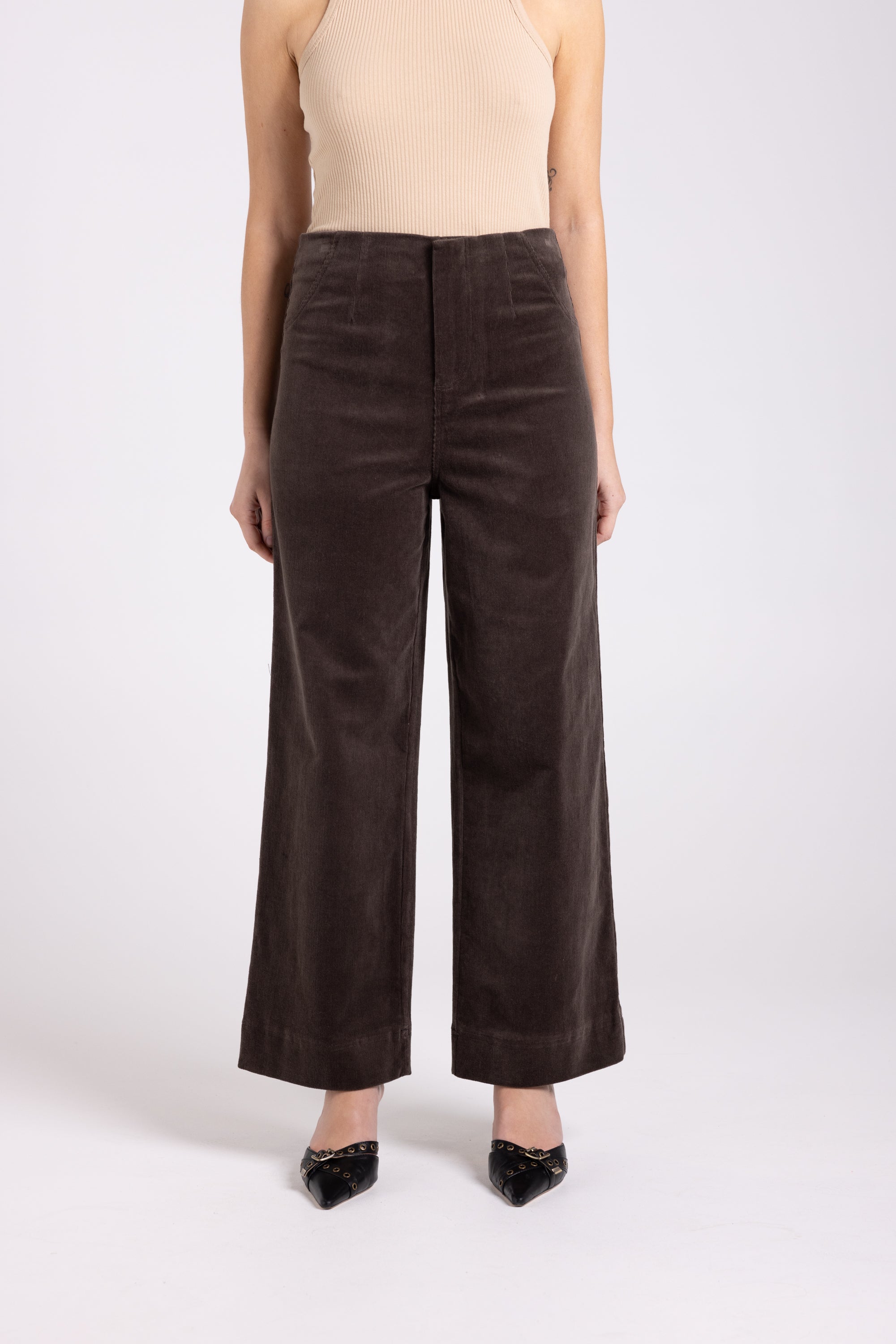 Two T's Cord 7/8 Wide Leg Jean - Espresso