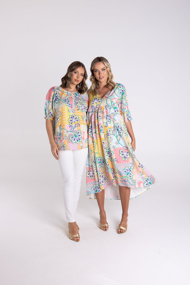 Two T's Stella Print Midi Dress