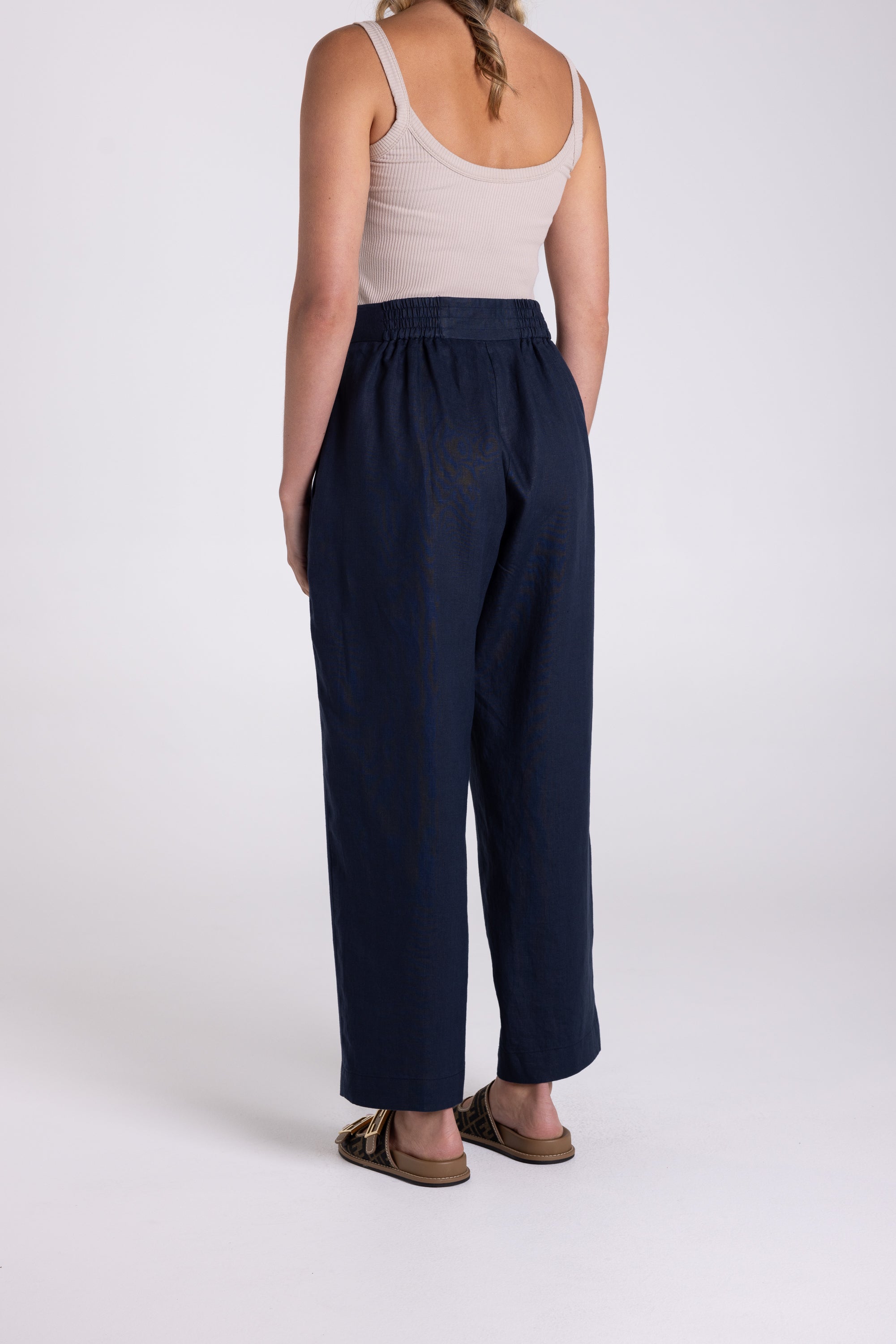 Two T's 7/8 Linen Pants - French Navy