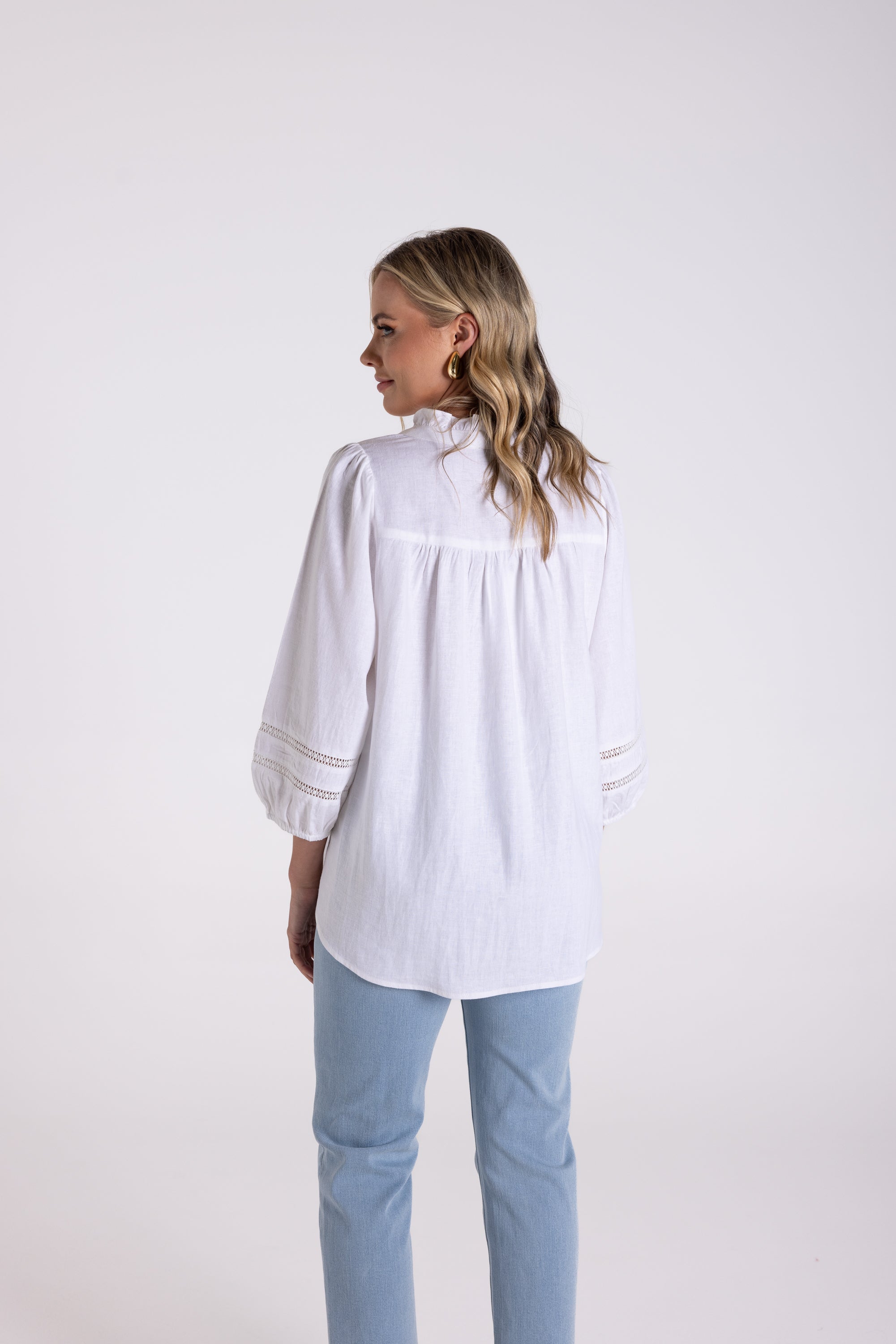 Two T's Linen Viscose Top - White