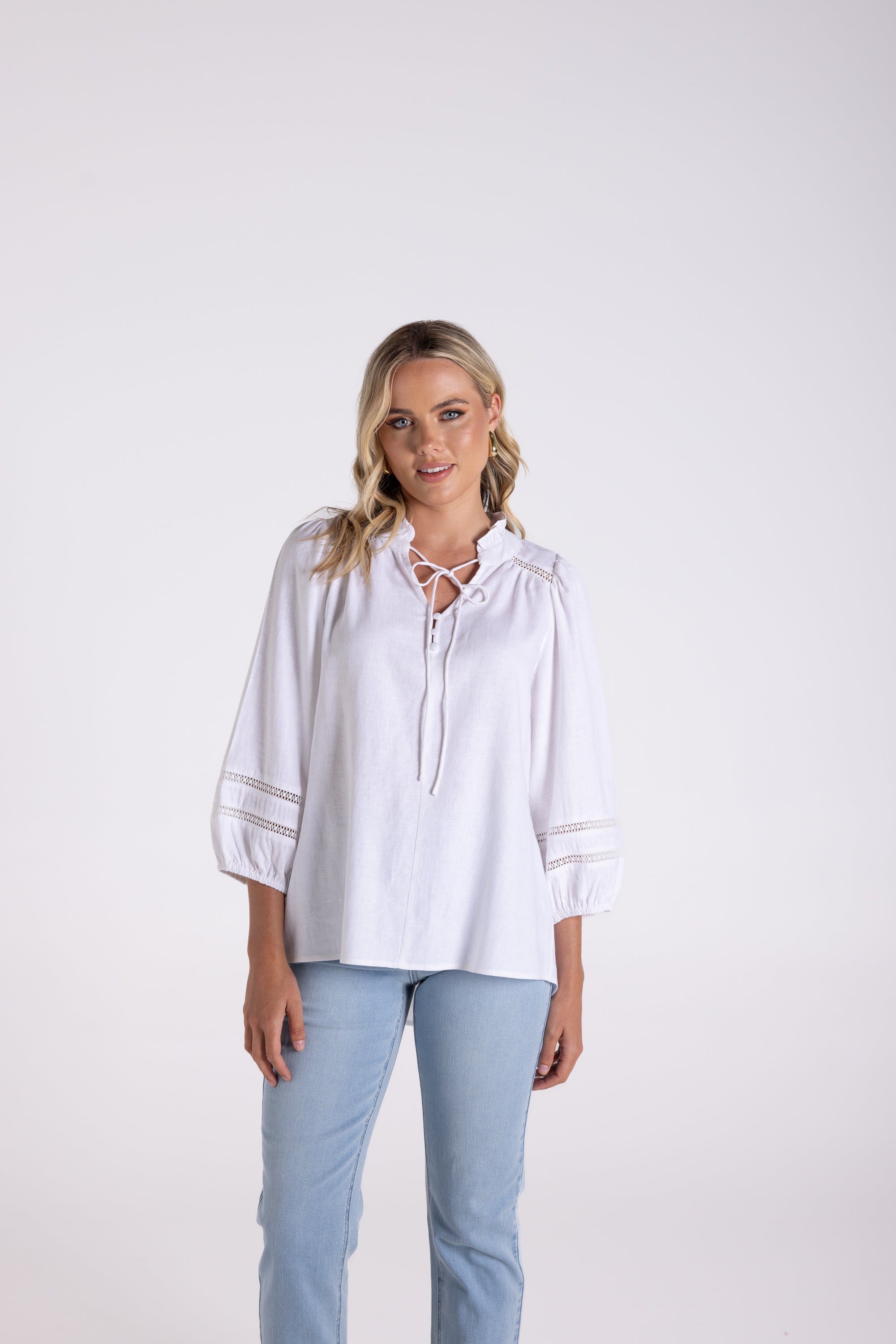 Two T's Linen Viscose Top - White
