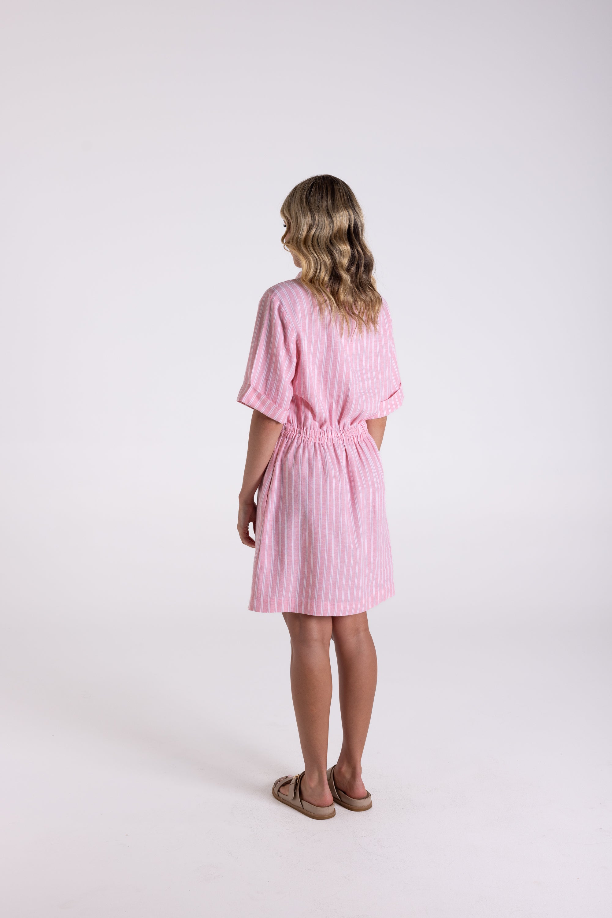Two T's Stripe Dress - Coral/White