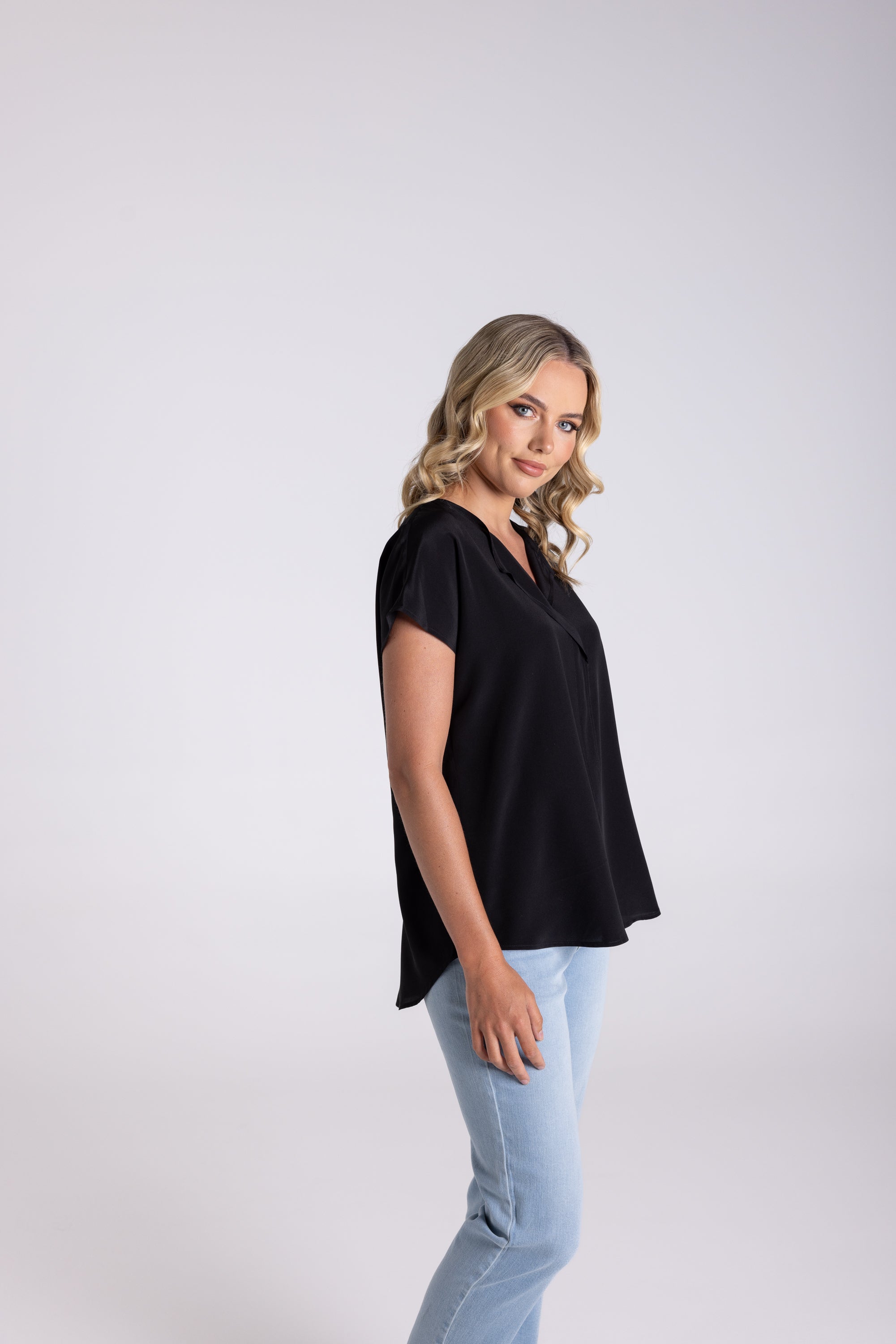 Two T's Silk Top - Black