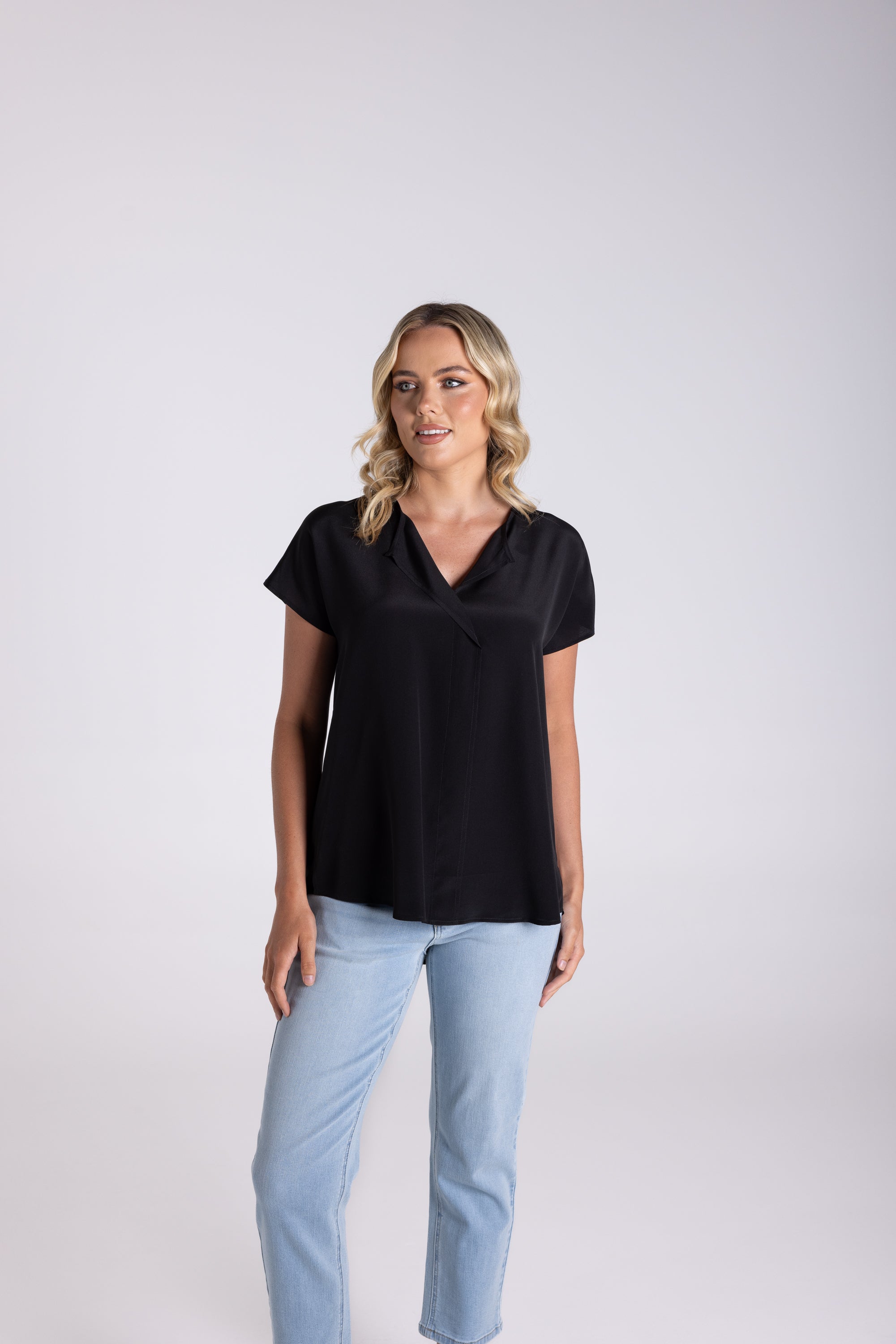 Two T's Silk Top - Black