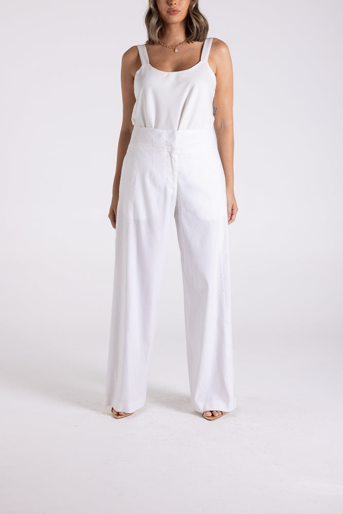 Two T's Wide Leg Pants - White