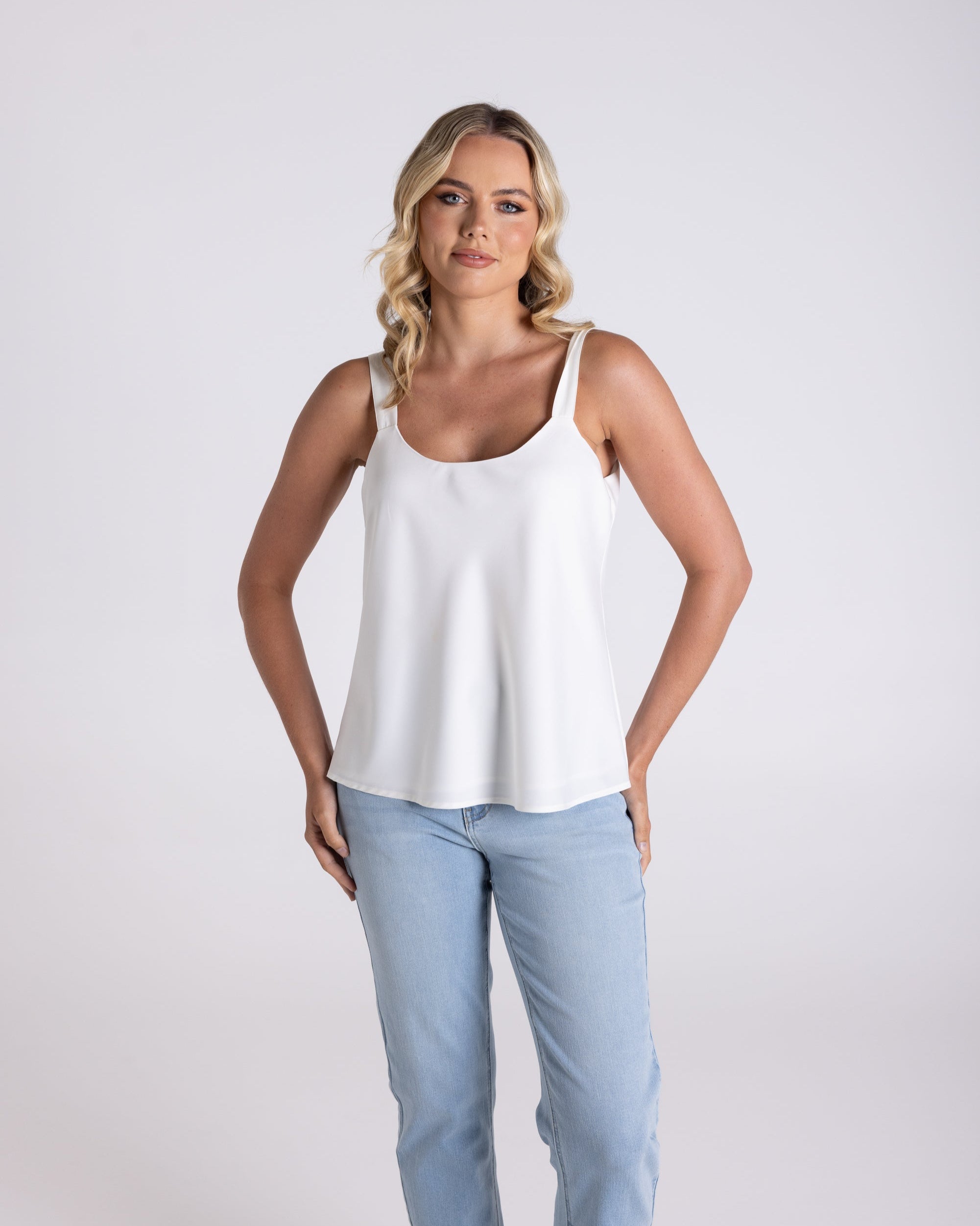 Two T's Satin Cami - White