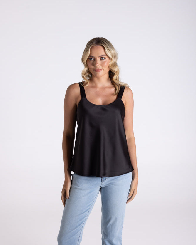 Two T's Satin Cami - Black
