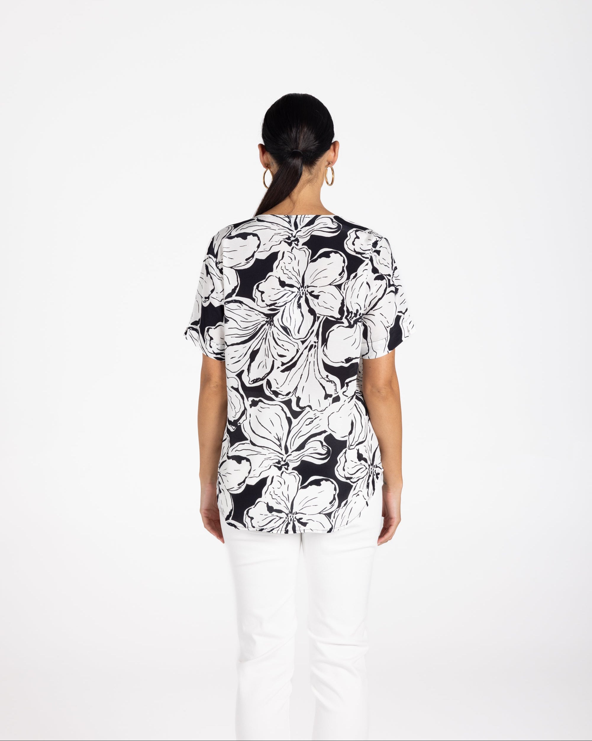 Two T's Hibiscus Print Top