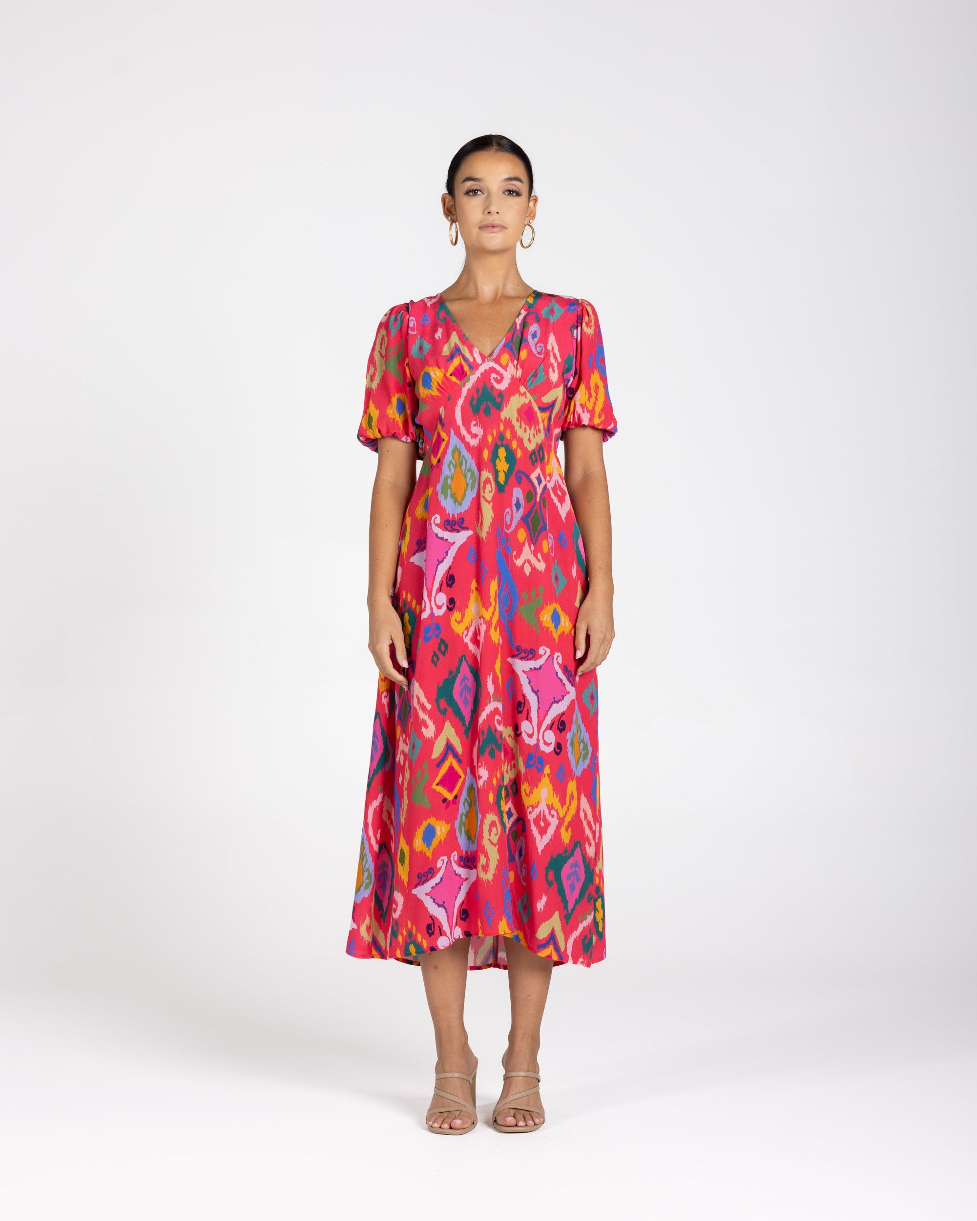 Two T's Ikat Print Midi Dress