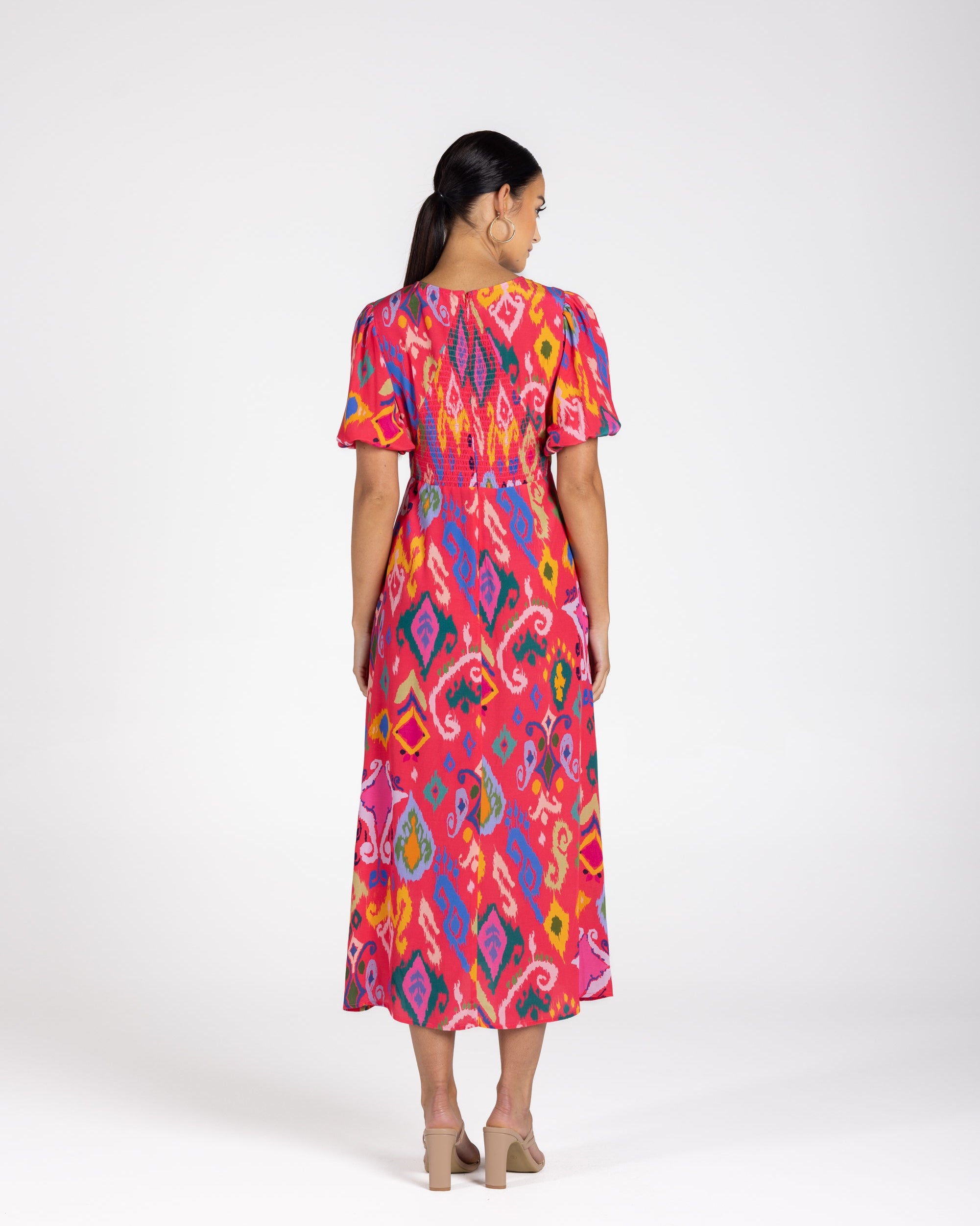 Two T's Ikat Print Midi Dress