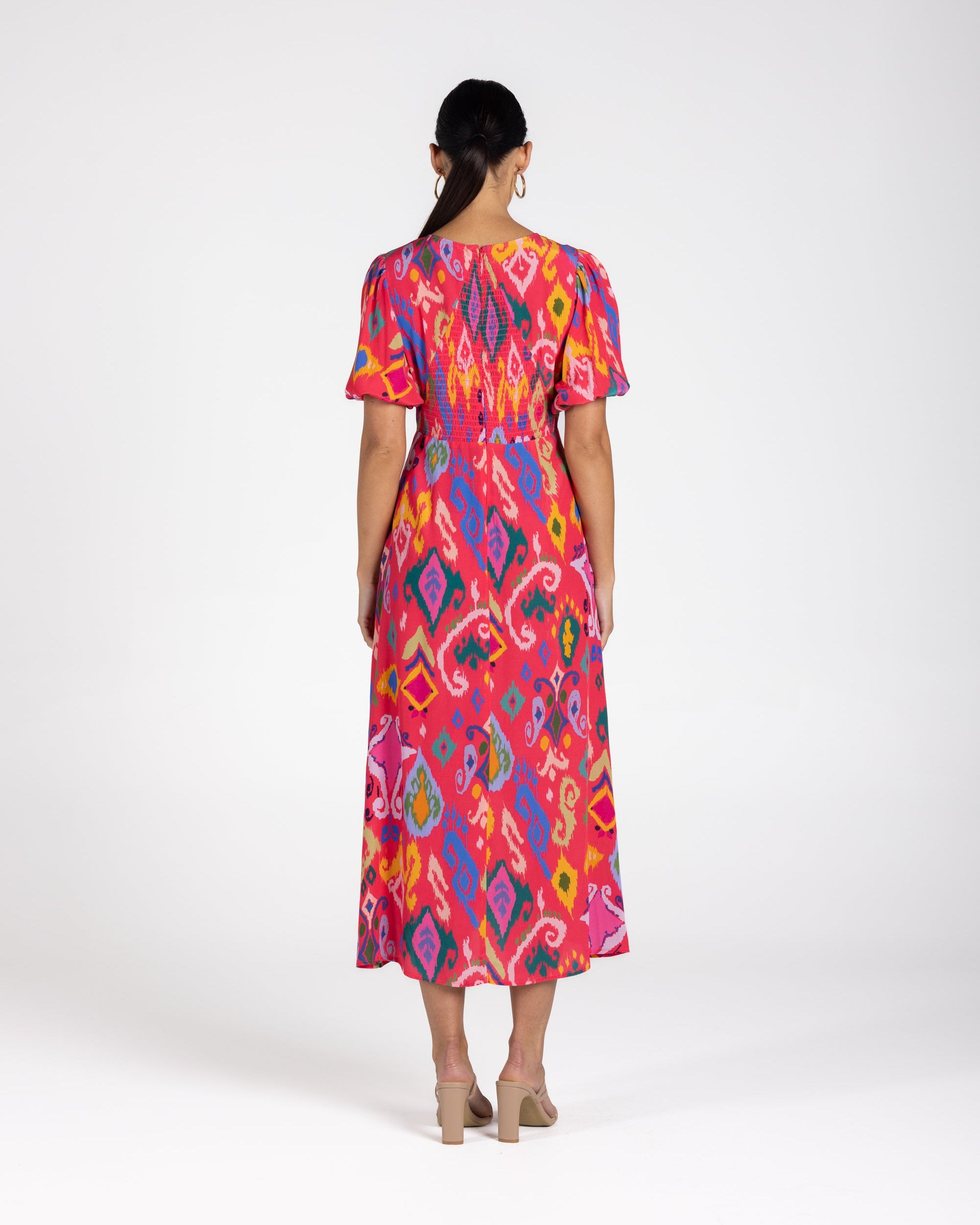Two T's Ikat Print Midi Dress