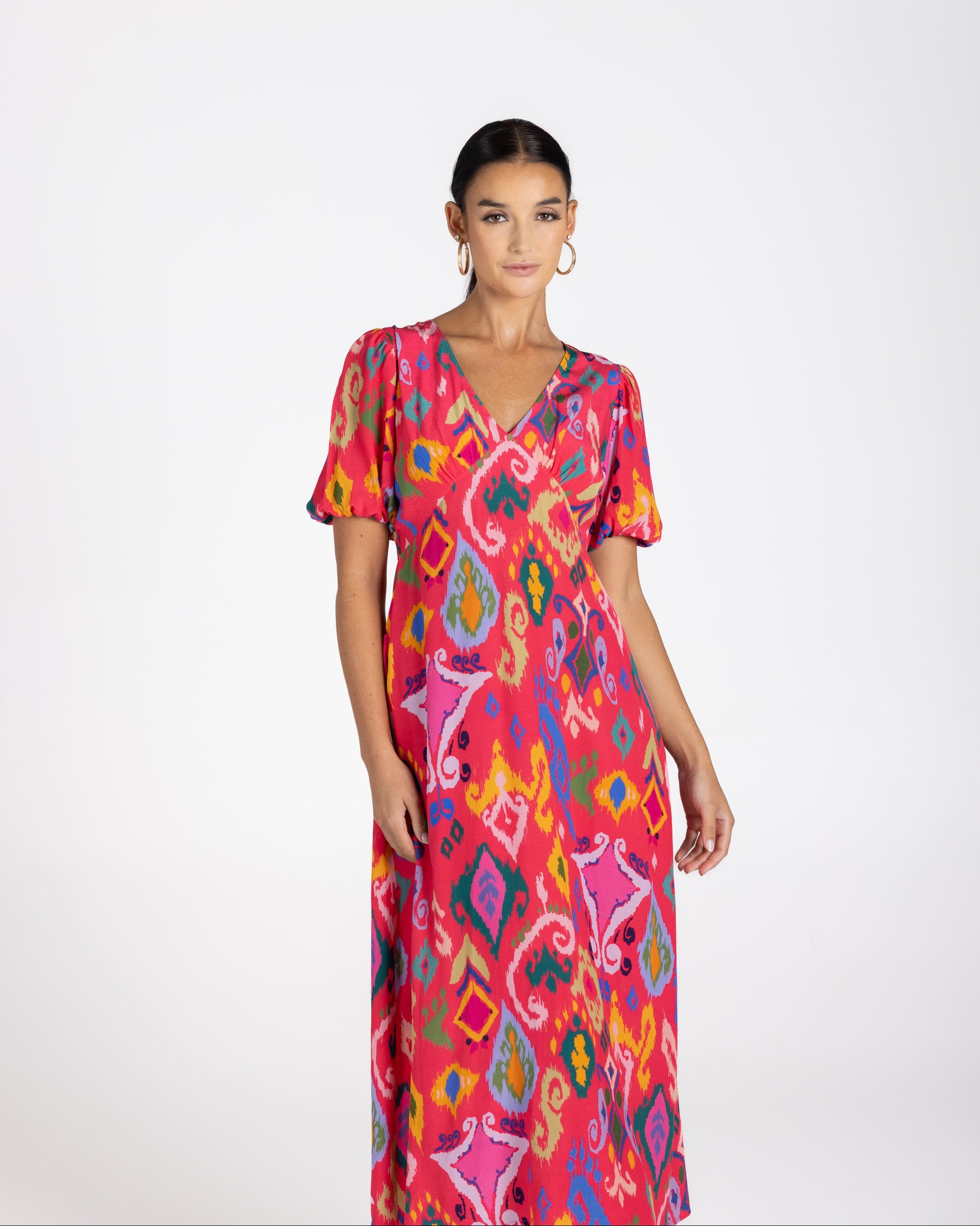 Two T's Ikat Print Midi Dress