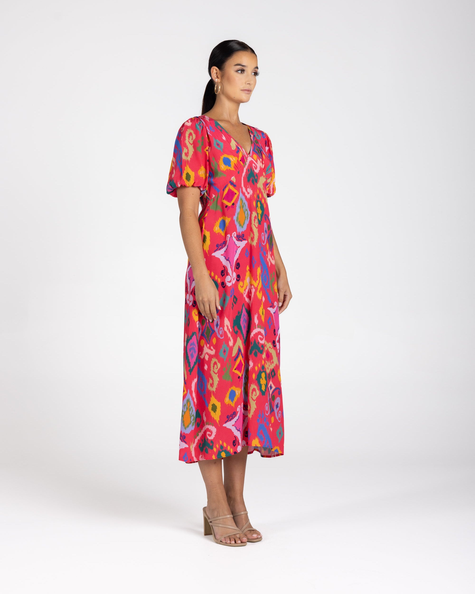 Two T's Ikat Print Midi Dress